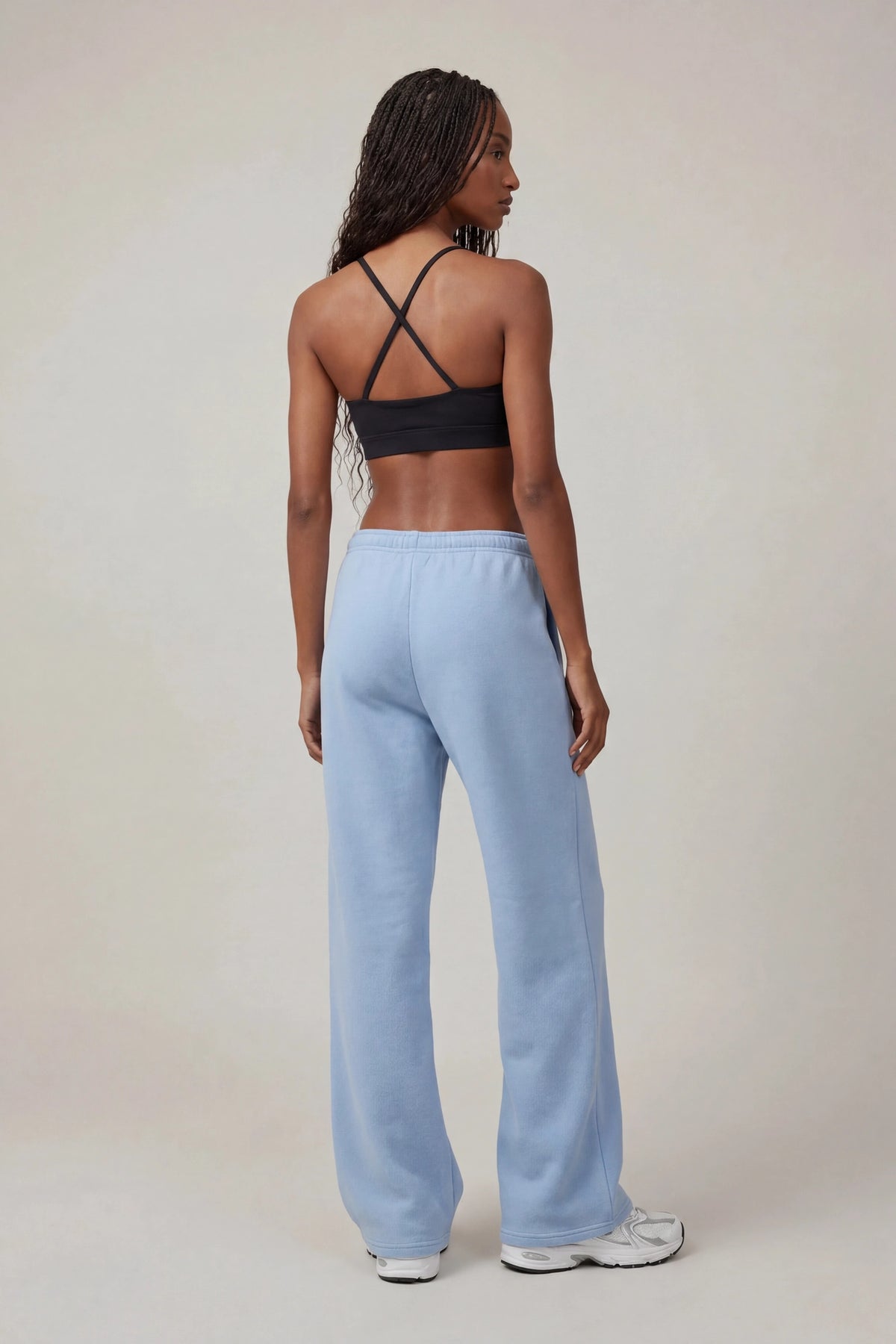 Alt View 2. Fleece Low Rise Wide Leg Sweatpant - Light Blue