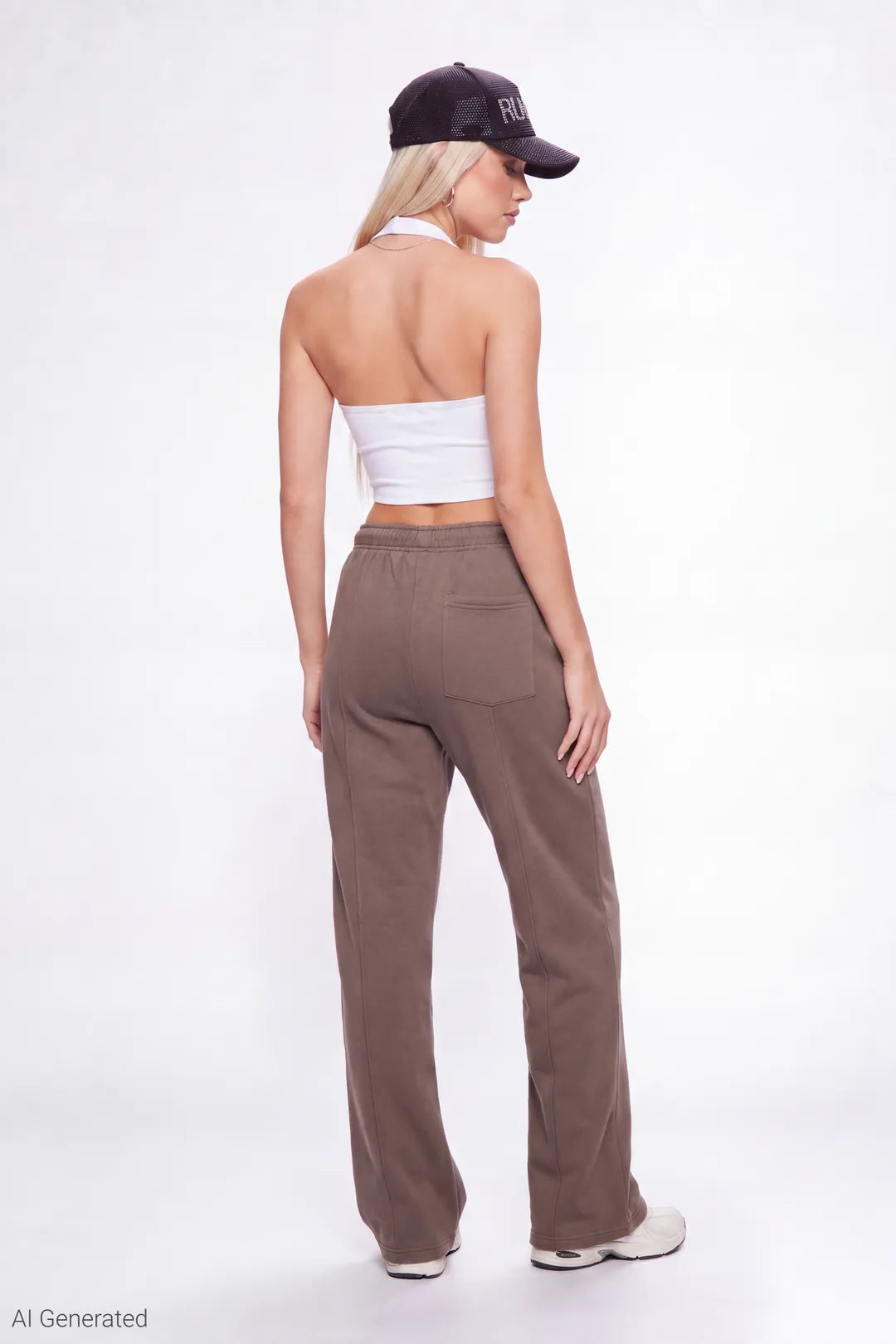 Alt View 2. Fleece Baggy Sweatpant - Taupe