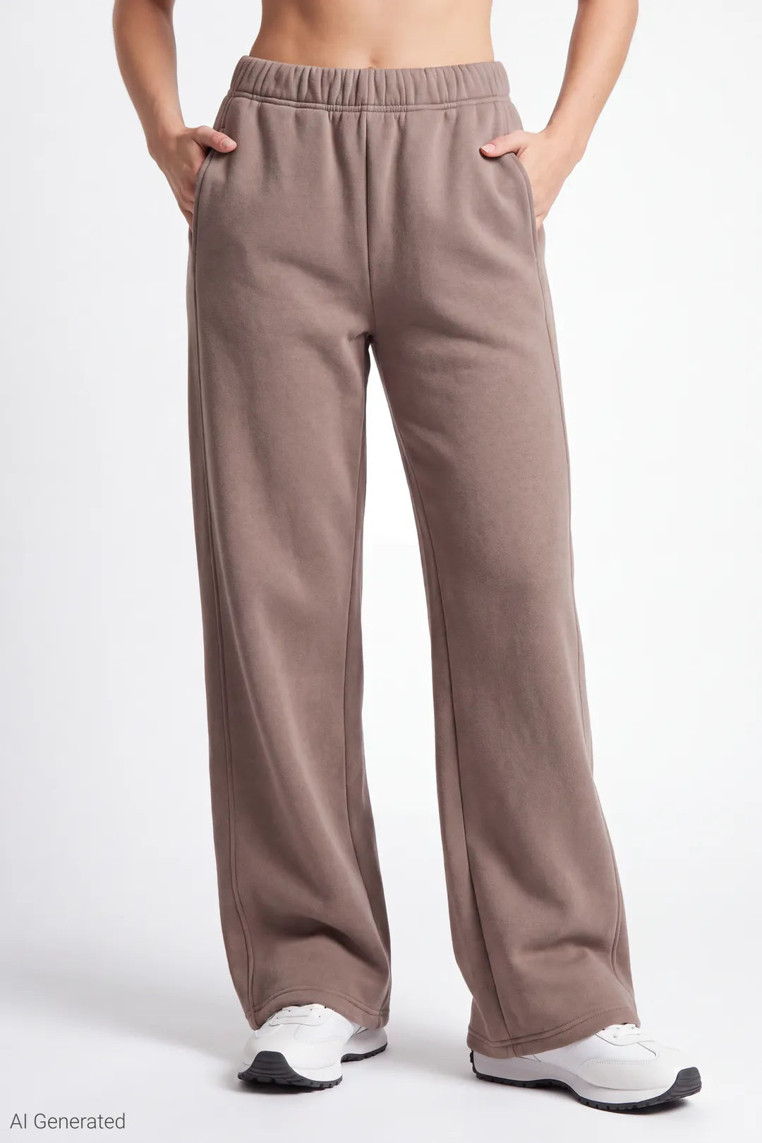 Alt View 3. Fleece Baggy Sweatpant - Taupe