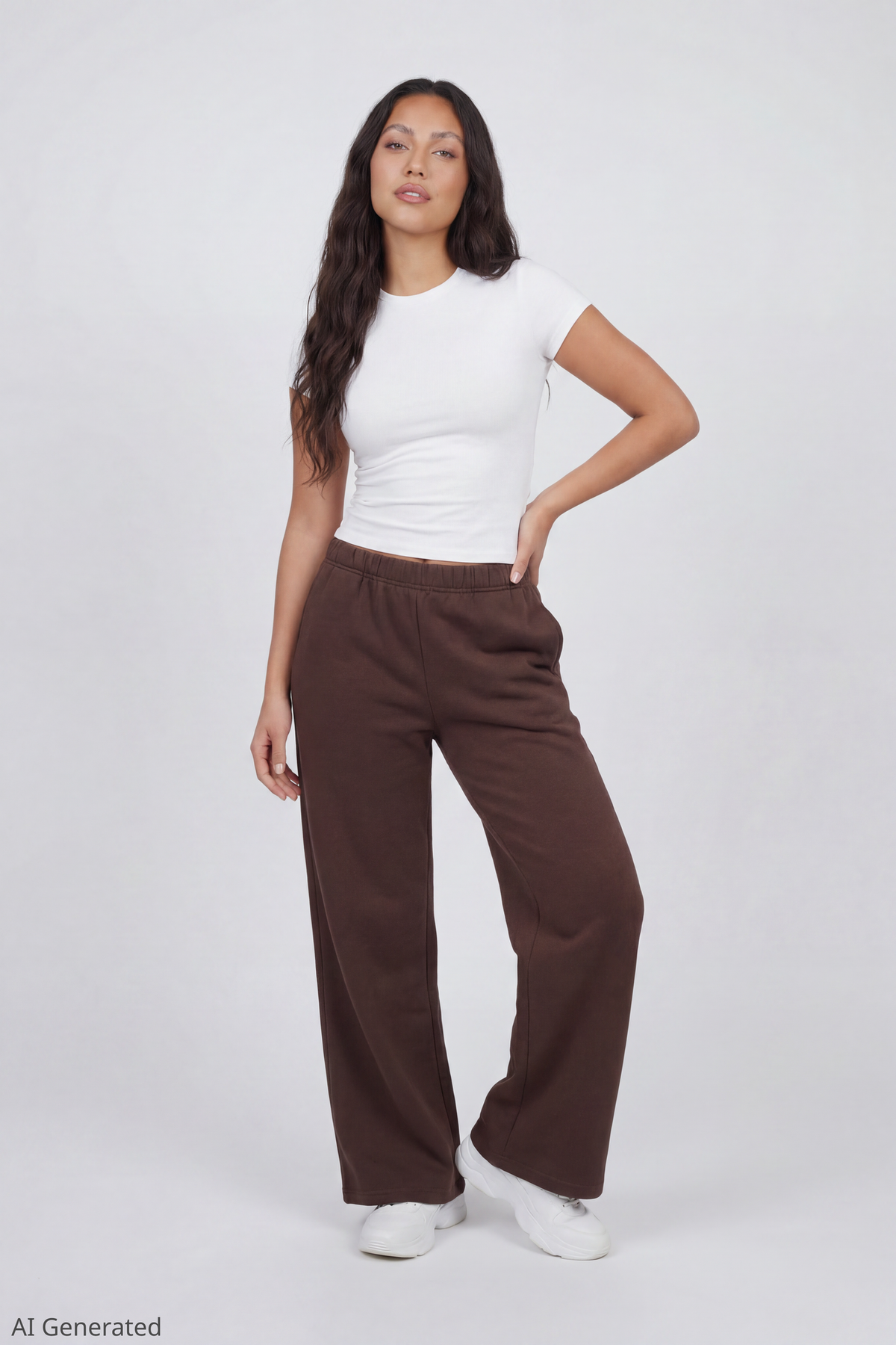 Fleece Ultra Wide Leg Sweatpant - Brown