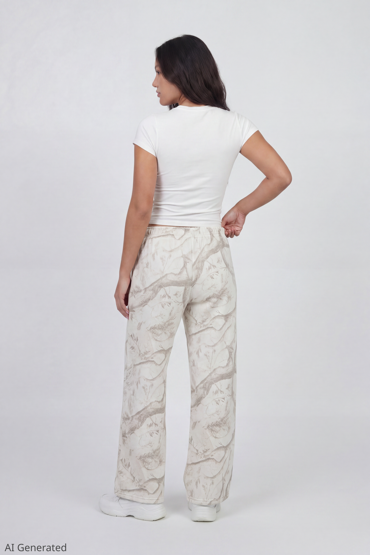 Alt View 2. Fleece Ultra Wide Leg Sweatpant - Camouflage