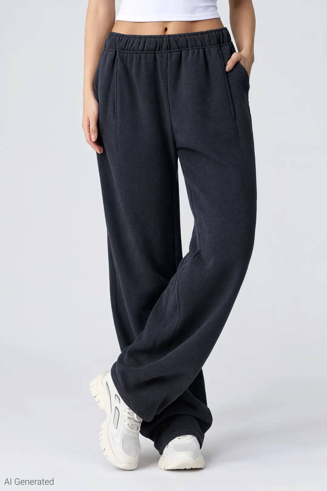 Alt View 3. Fleece Baggy Sweatpant - Dark Grey