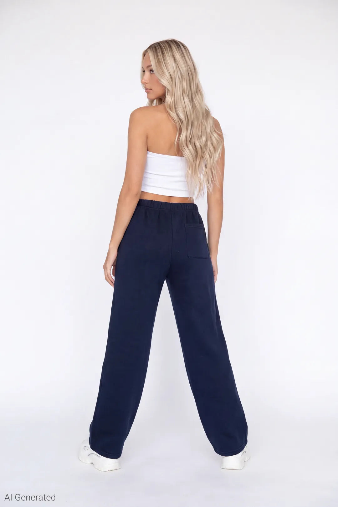 Alt View 2. Fleece Baggy Sweatpant - Dark Blue