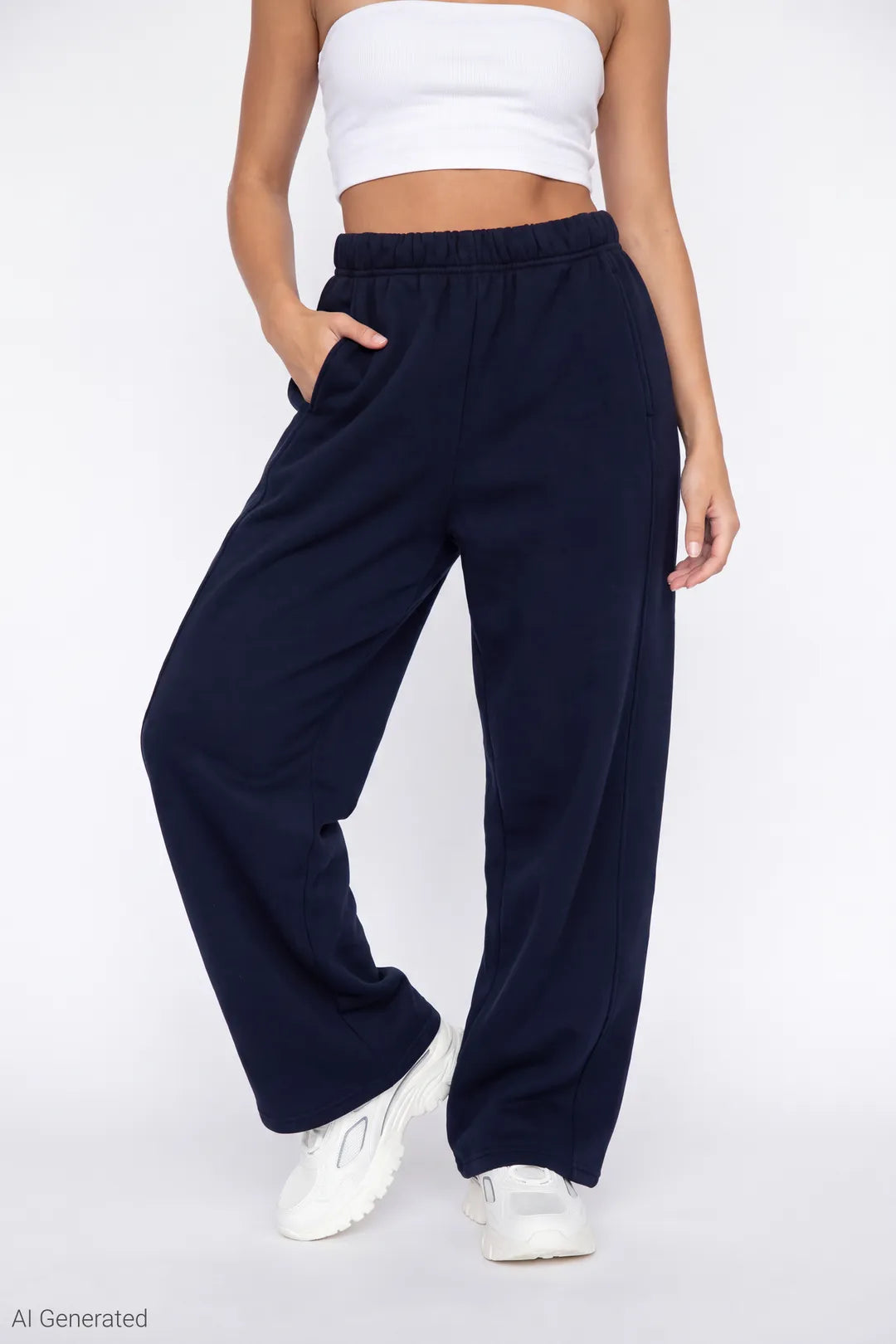 Alt View 3. Fleece Baggy Sweatpant - Dark Blue