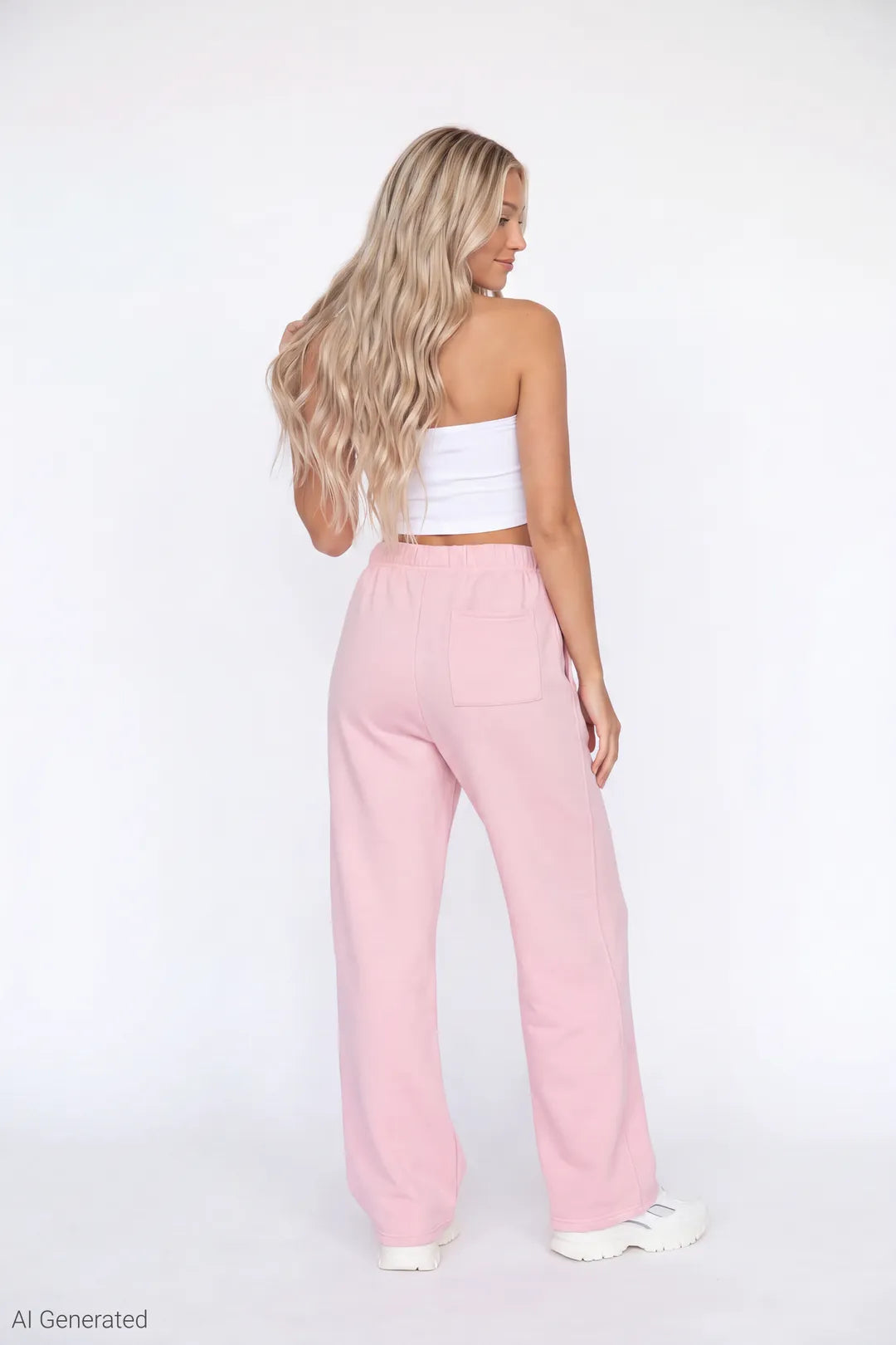 Alt View 2. Fleece Baggy Sweatpant - Light Pink