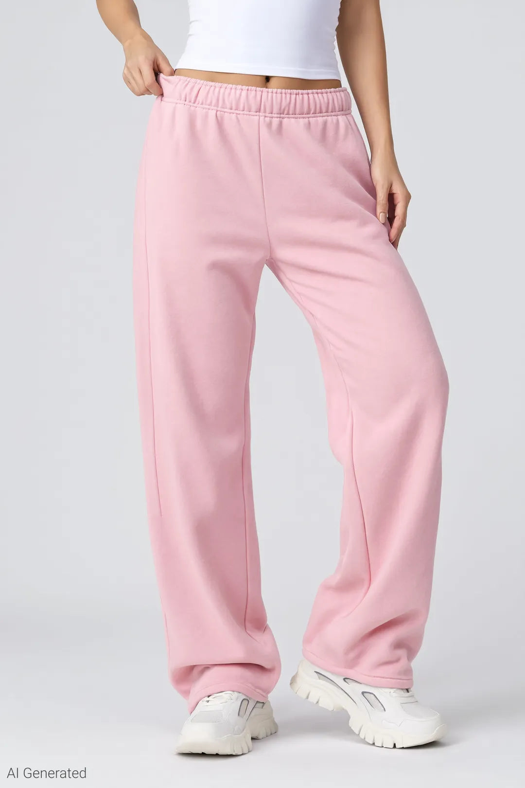 Alt View 3. Fleece Baggy Sweatpant - Light Pink