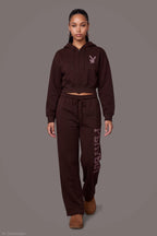 Playboy Rhinestone Wide Leg Sweatpant