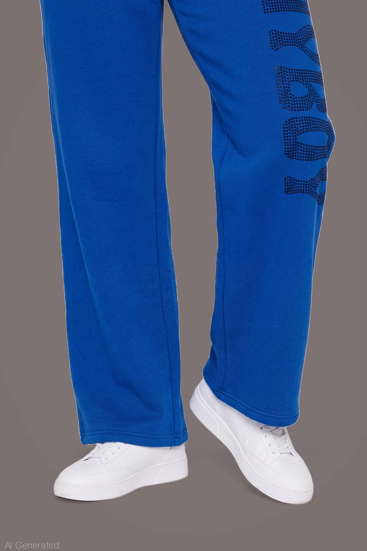 Alt View 6. Playboy Rhinestone Wide Leg Sweatpant - Blue