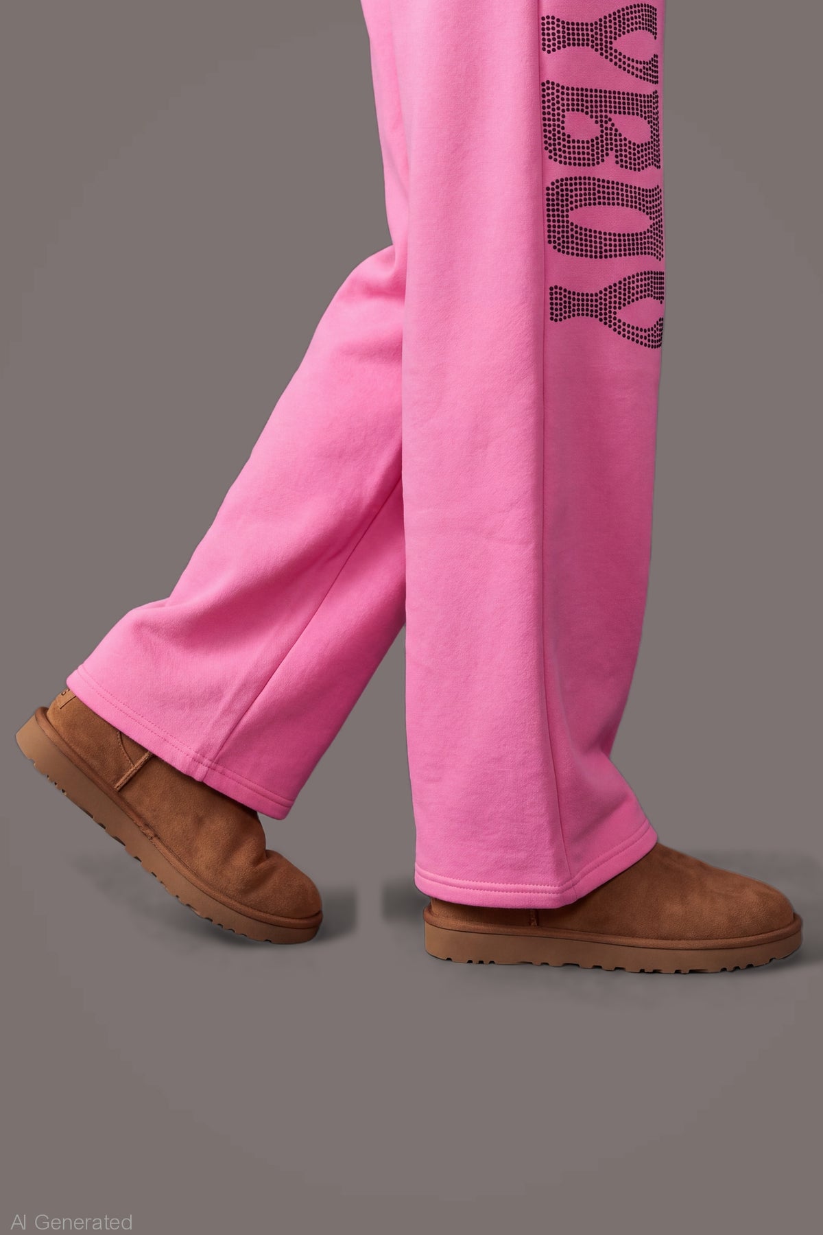 Alt View 6. Playboy Rhinestone Wide Leg Sweatpant - Pink