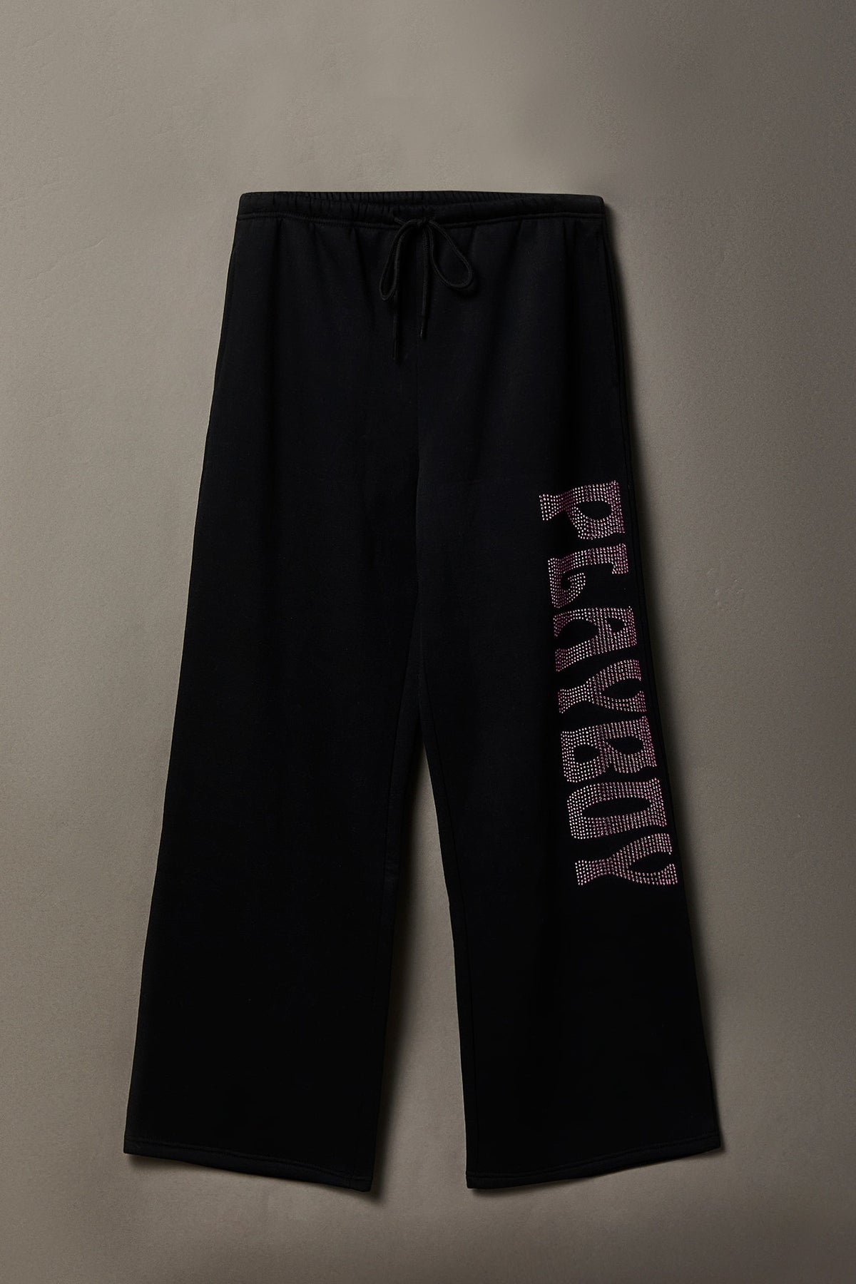 Playboy Rhinestone Wide Leg Sweatpant - Black