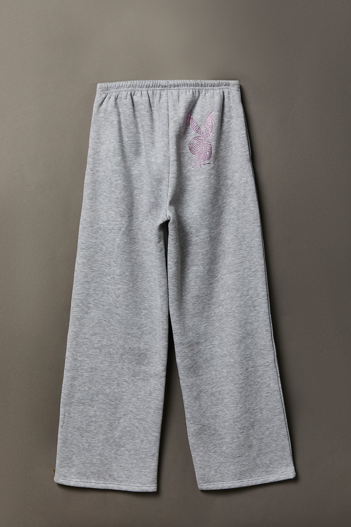 Alt View 2. Playboy Rhinestone Wide Leg Sweatpant - Heather Grey
