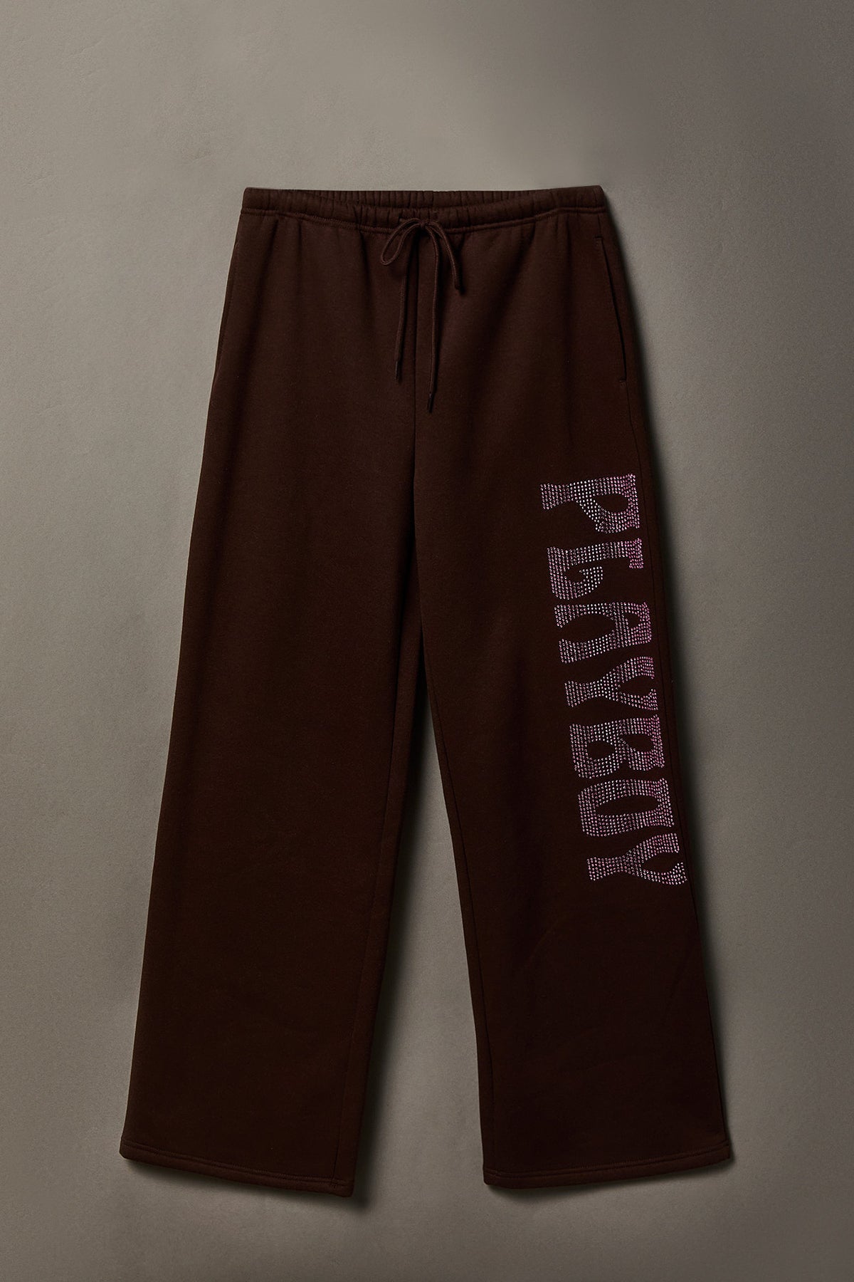 Playboy Rhinestone Wide Leg Sweatpant - Brown