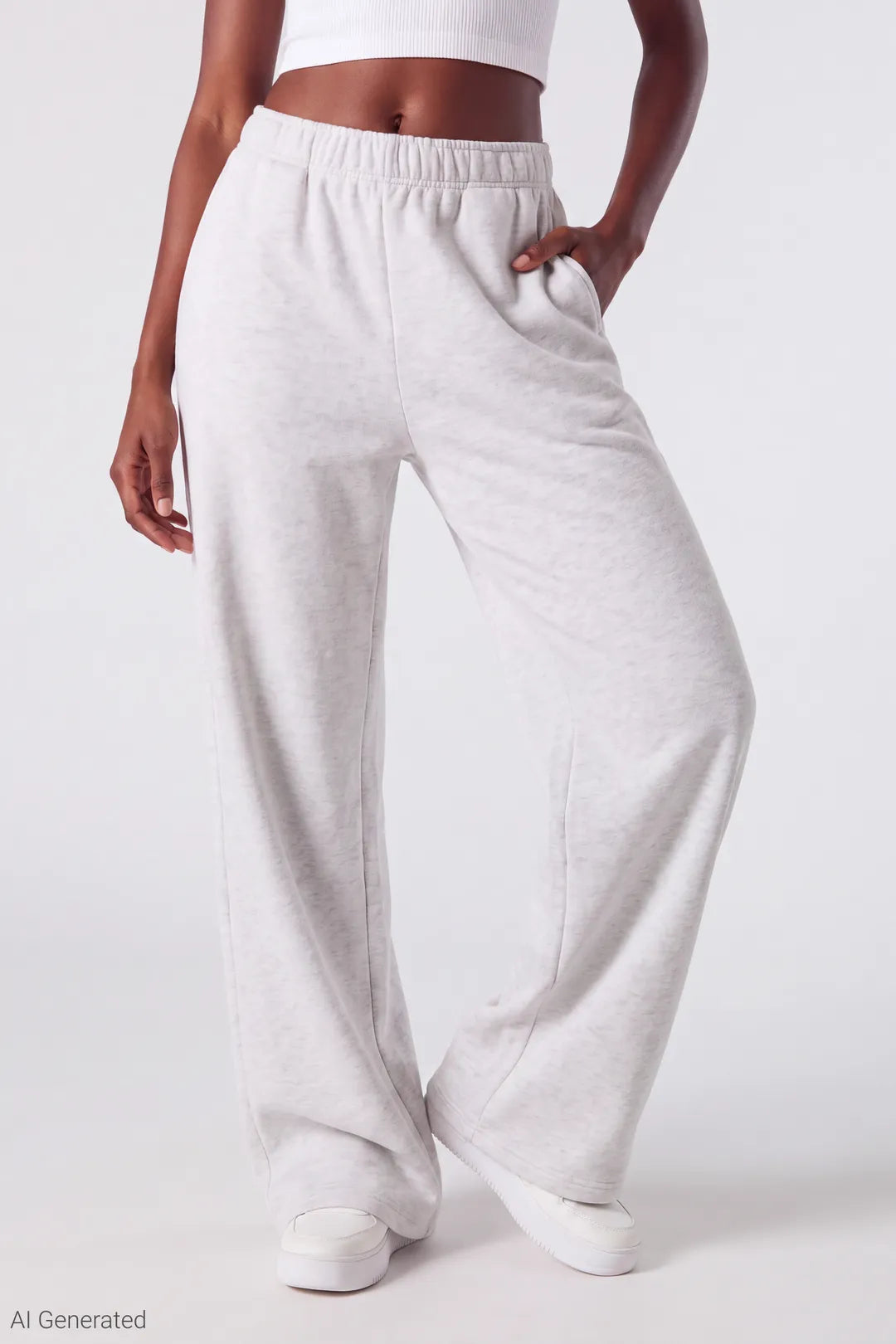 Alt View 3. Fleece Ultra Wide Sweatpant - Light Grey