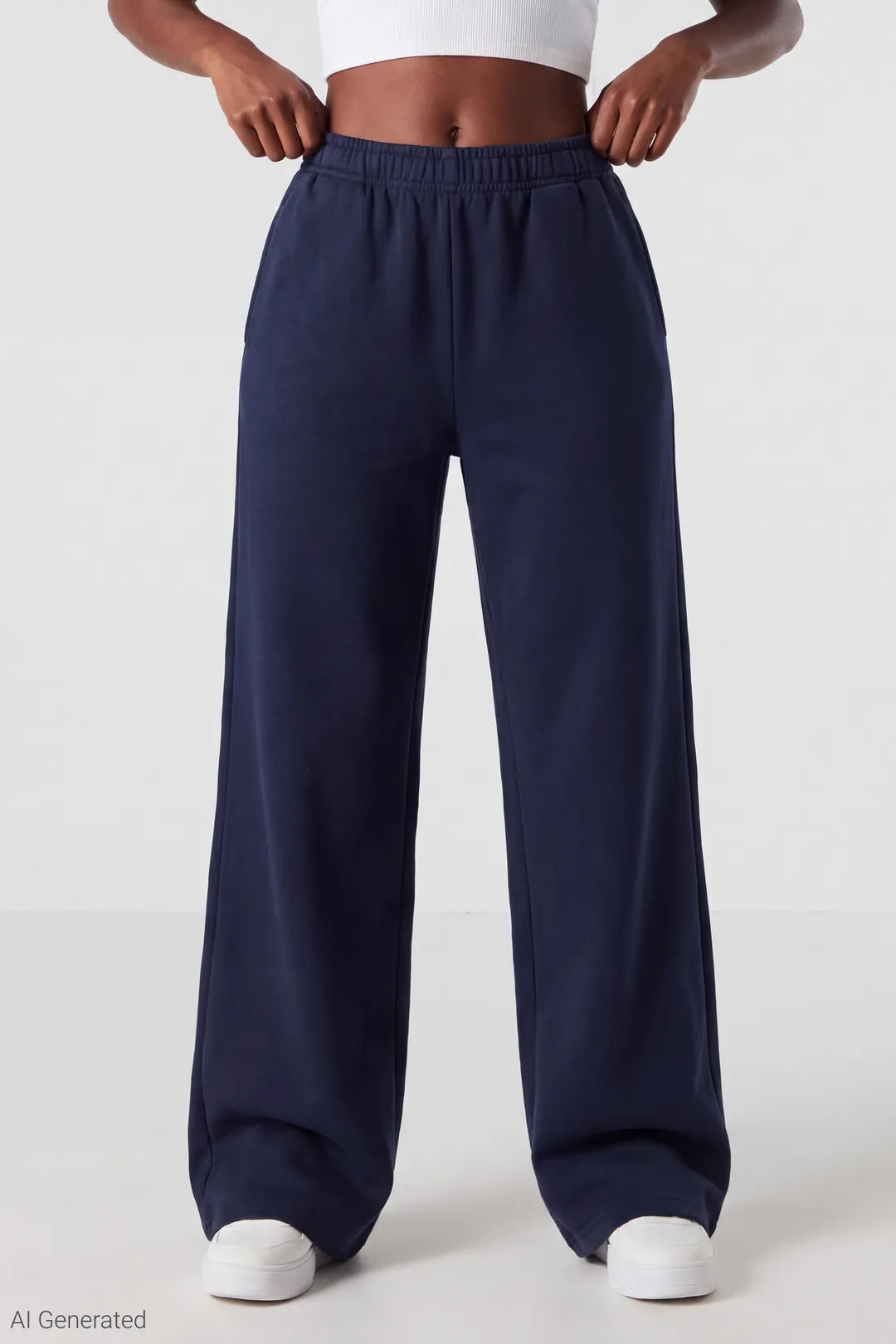 Alt View 3. Fleece Ultra Wide Sweatpant - Dark Blue