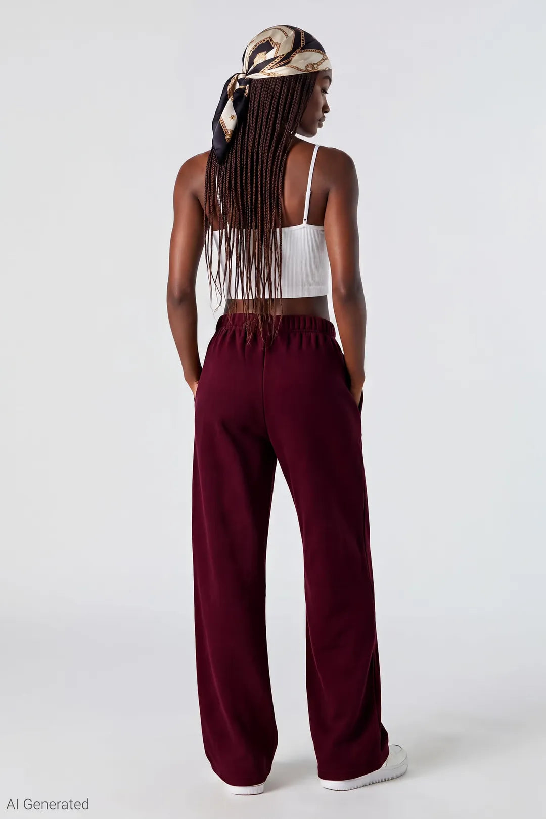 Alt View 2. Fleece Ultra Wide Sweatpant - Burgundy
