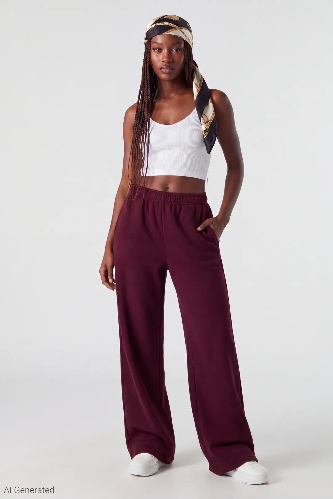 Fleece Ultra Wide Sweatpant - Burgundy