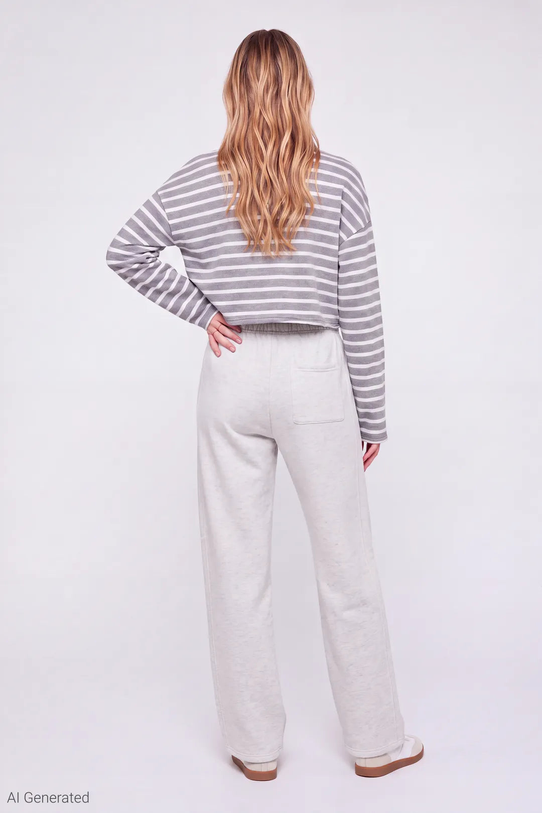 Alt View 2. Fleece Baggy Sweatpant - Light Grey