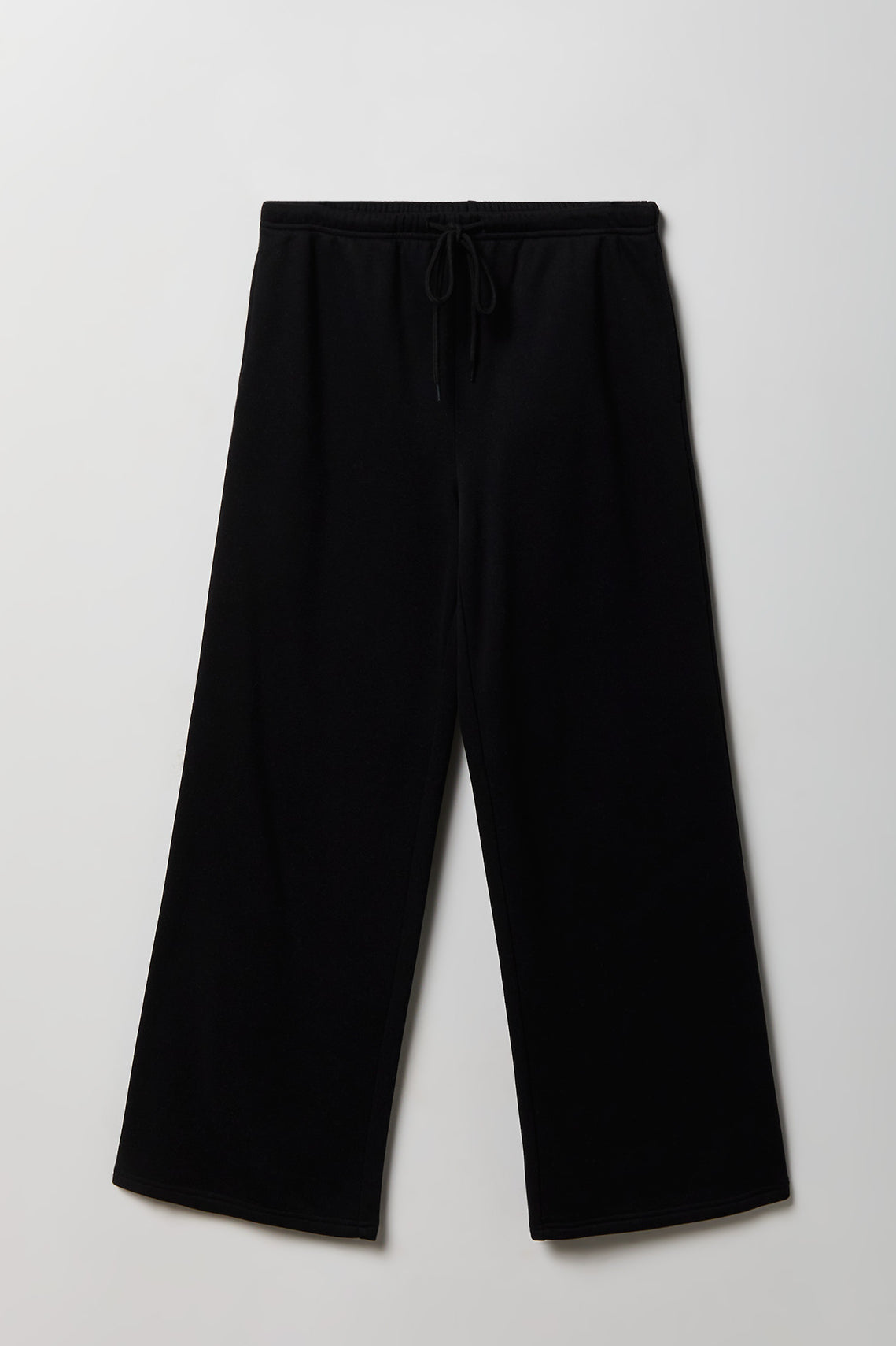 Fleece Low Rise Wide Leg Sweatpant - Black
