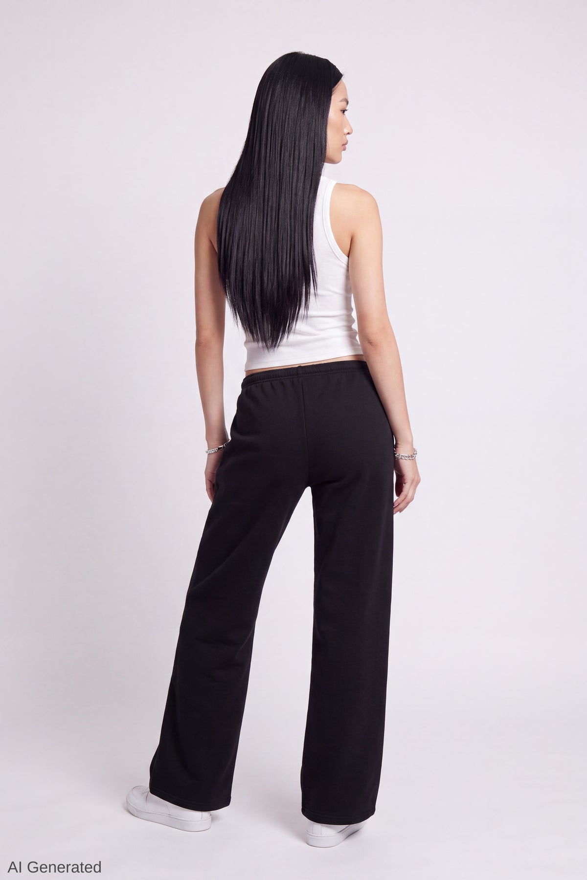 Alt View 2. Fleece Low Rise Wide Leg Sweatpant - Black