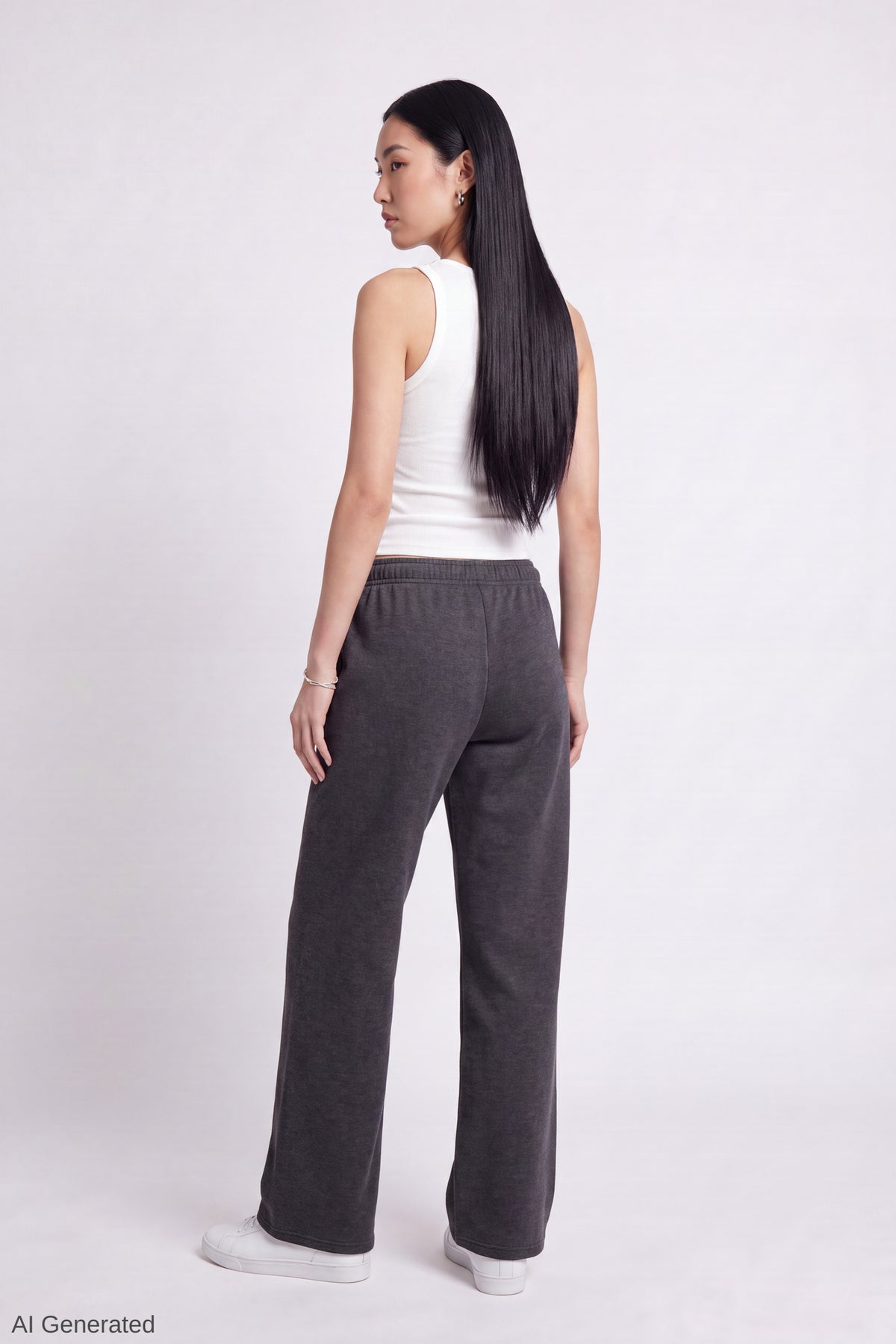 Alt View 2. Fleece Low Rise Wide Leg Sweatpant - Charcoal