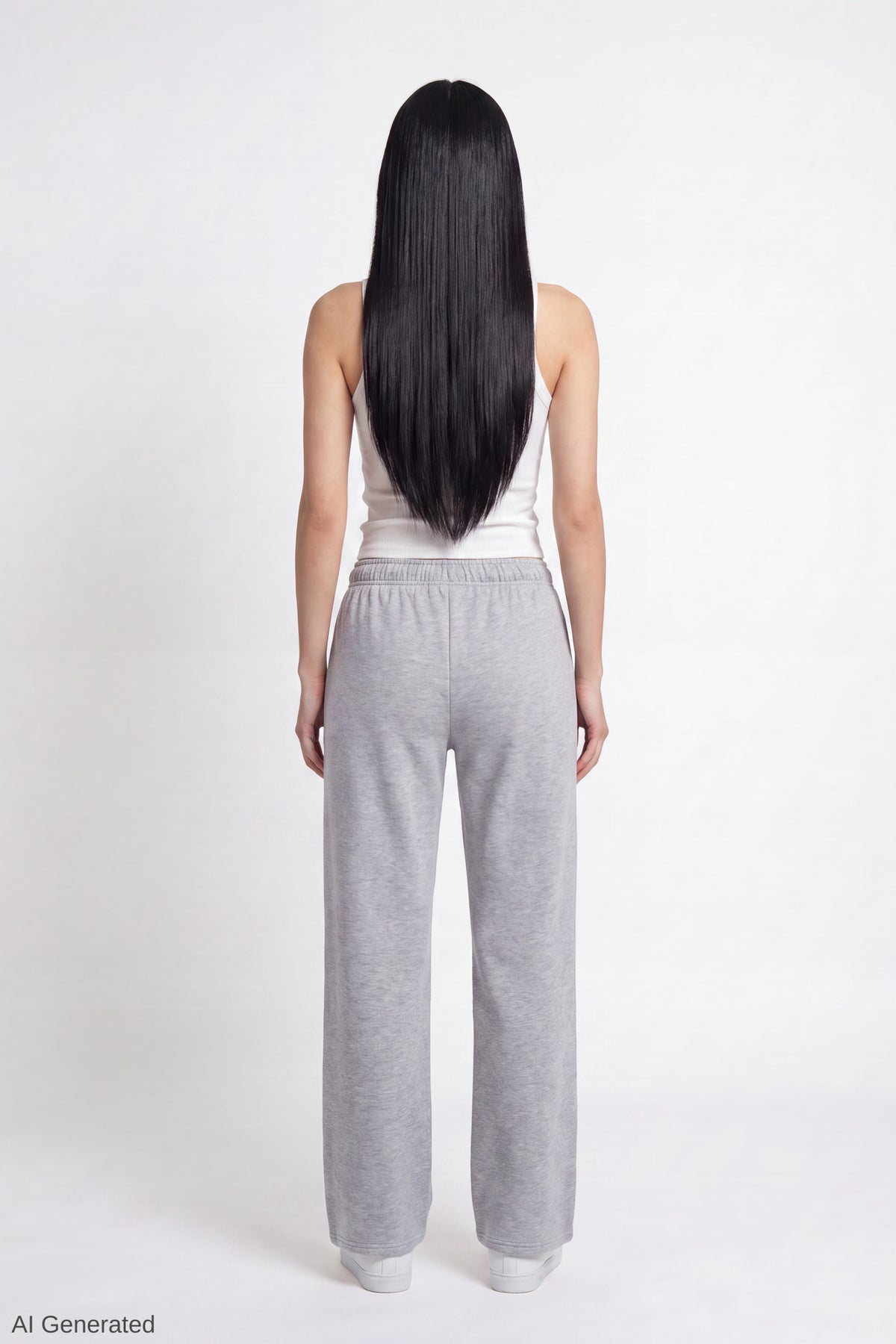 Alt View 2. Fleece Low Rise Wide Leg Sweatpant - Heather Grey