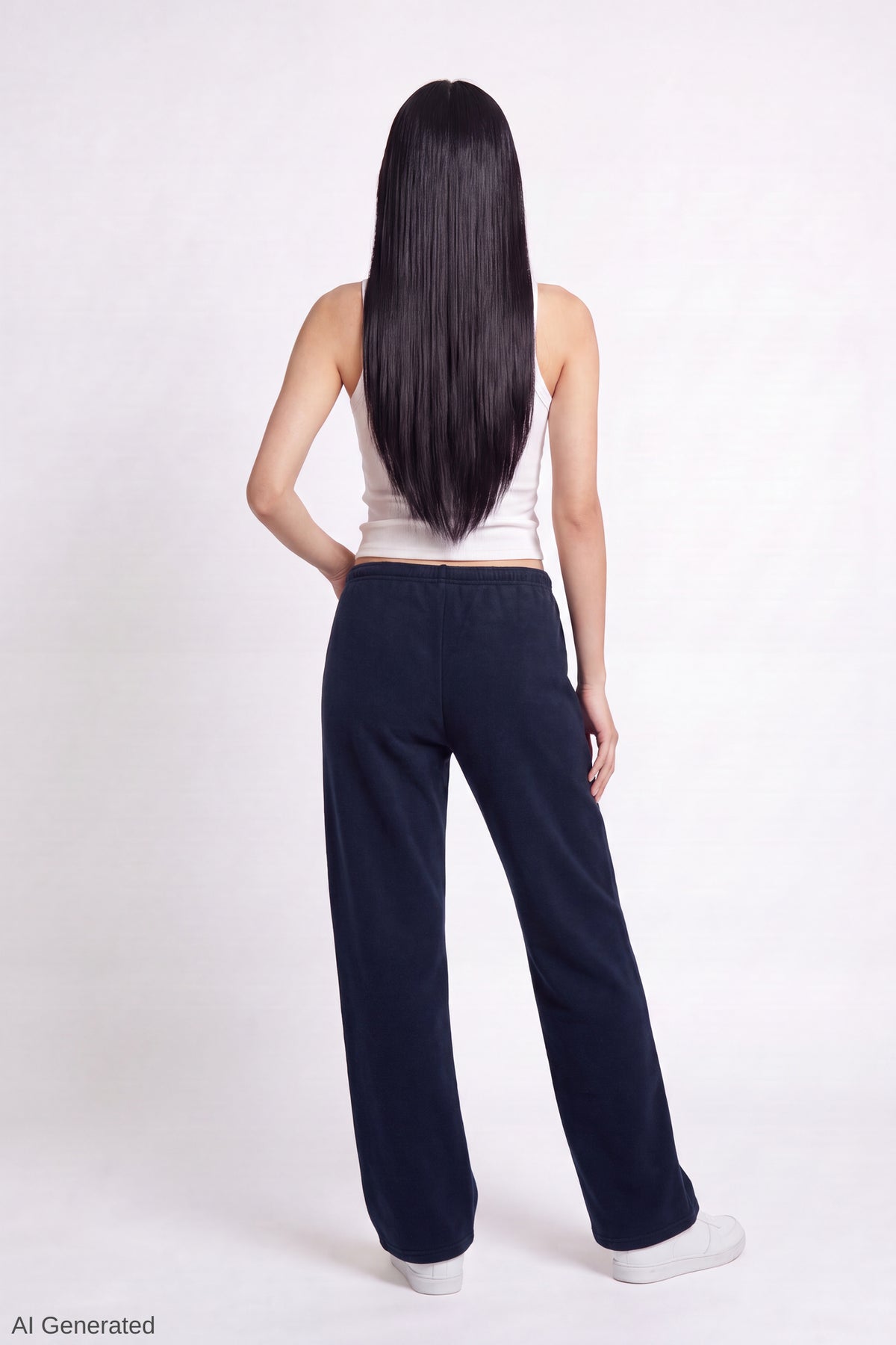 Alt View 2. Fleece Low Rise Wide Leg Sweatpant - Dark Blue