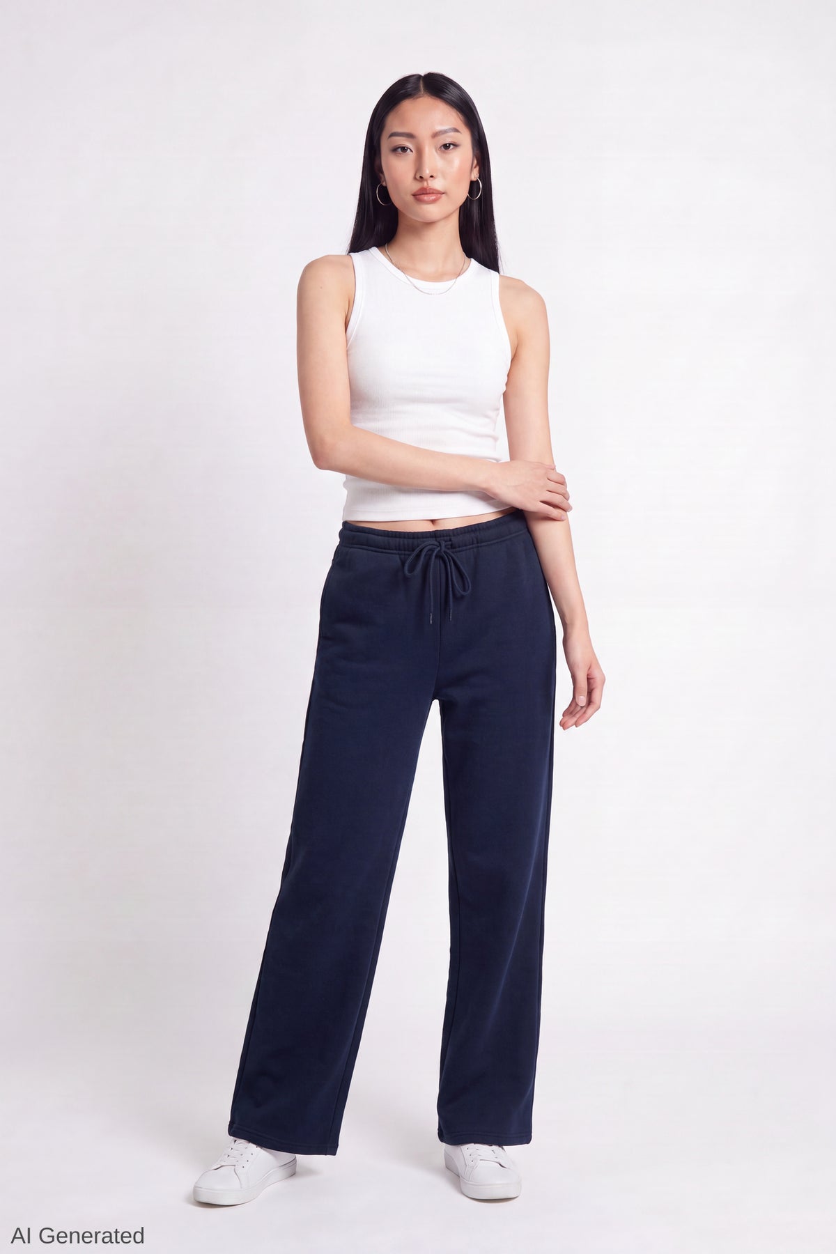 Fleece Low Rise Wide Leg Sweatpant - Dark Blue