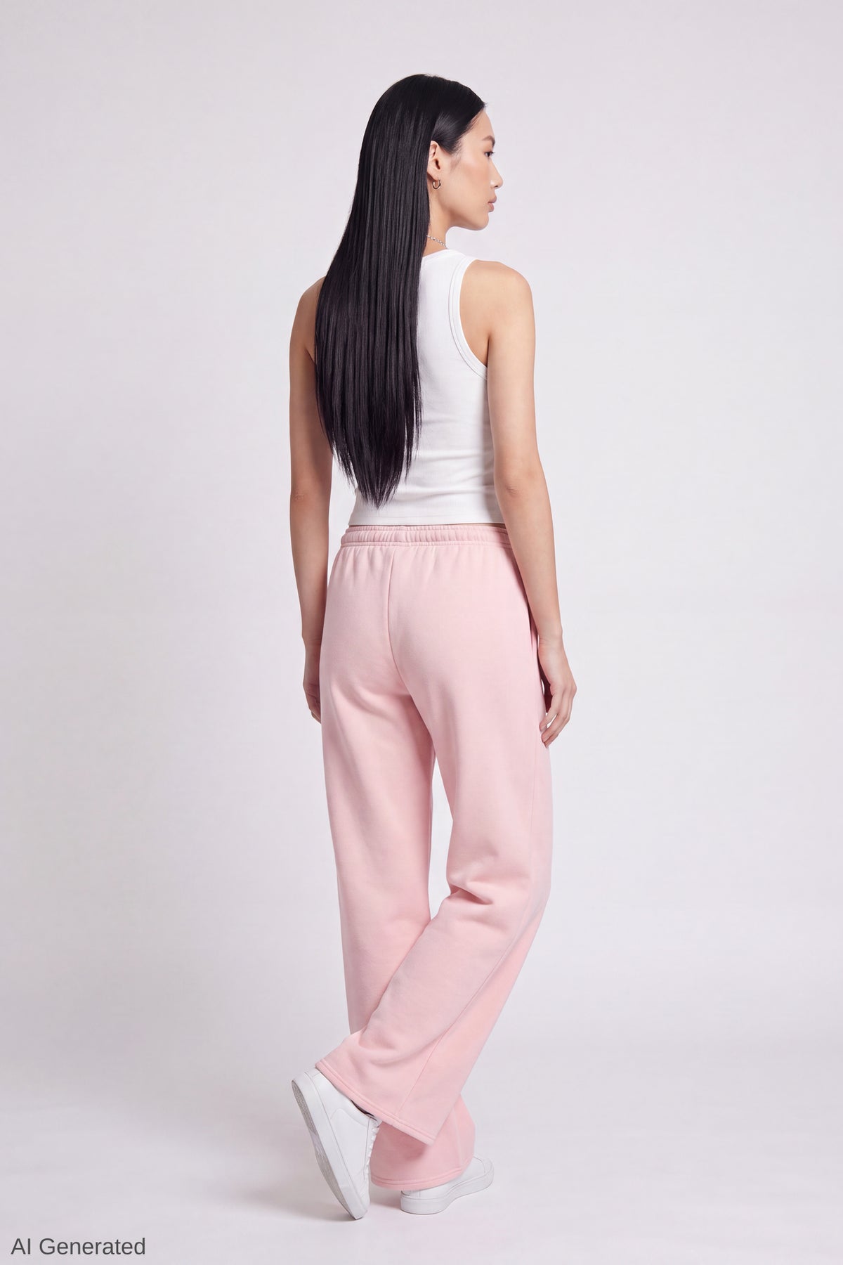 Alt View 2. Fleece Low Rise Wide Leg Sweatpant - Light Pink
