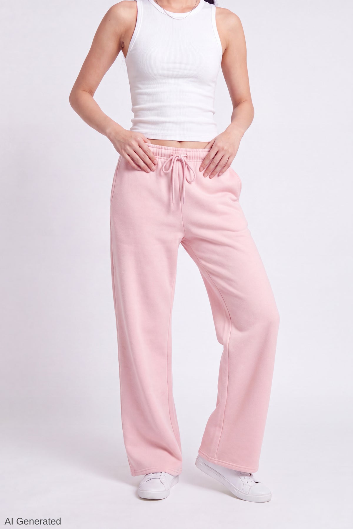 Alt View 3. Fleece Low Rise Wide Leg Sweatpant - Light Pink