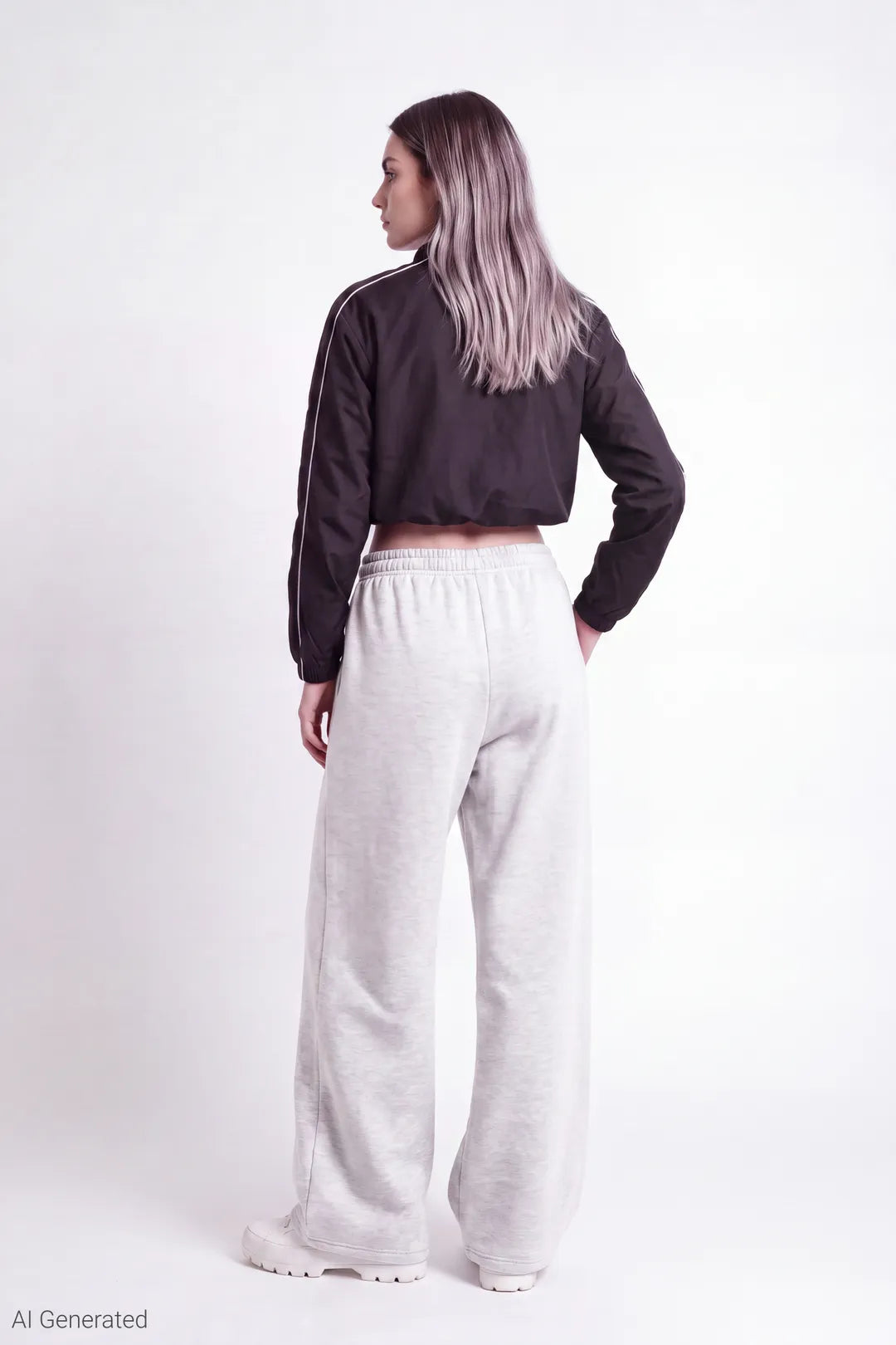 Alt View 2. Fleece Low Rise Wide Leg Sweatpant - Pink