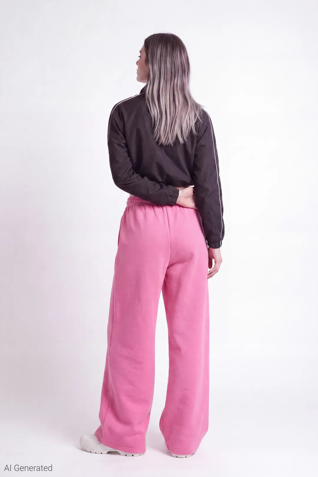 Alt View 2. Fleece Low Rise Wide Leg Sweatpant - Pink