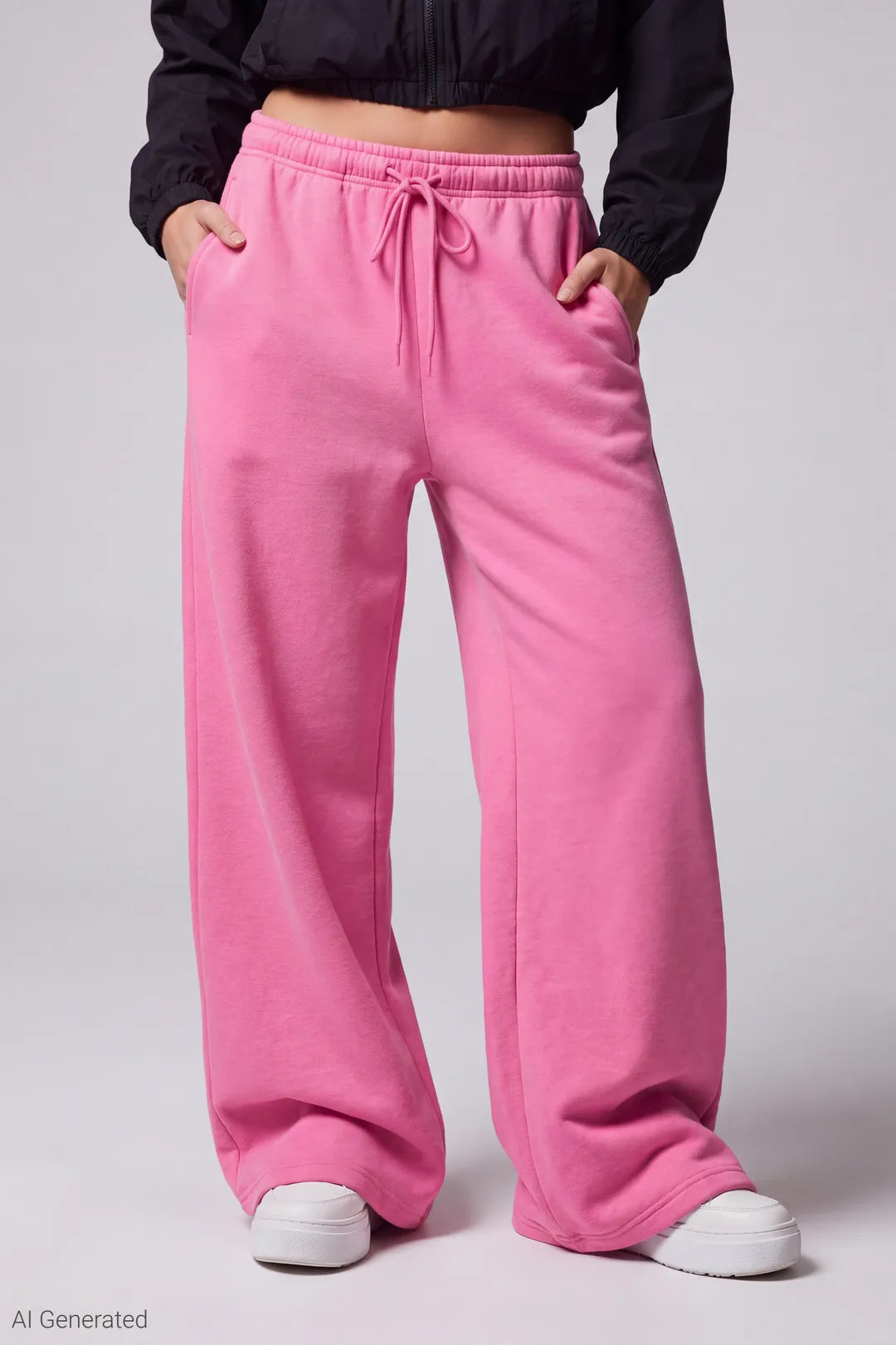 Alt View 3. Fleece Low Rise Wide Leg Sweatpant - Pink