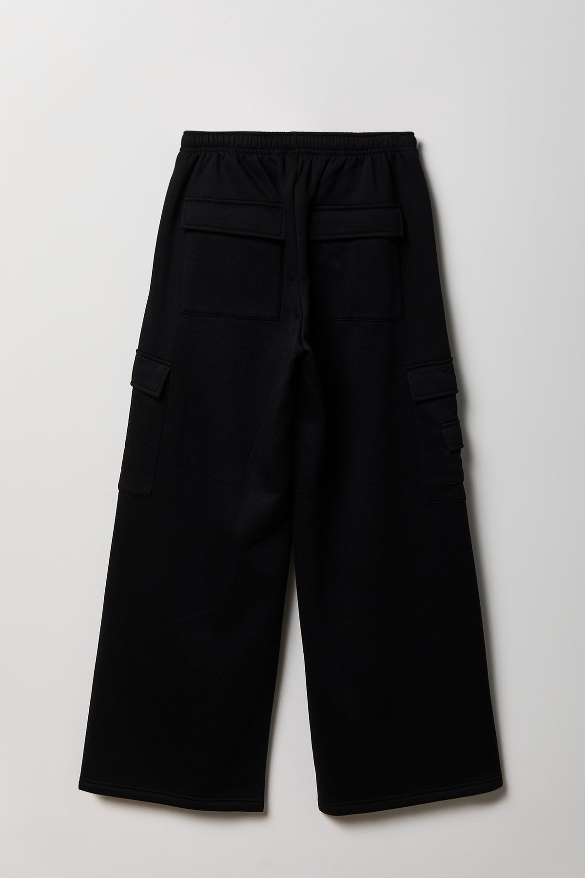 Alt View 2. Fleece Low Rise Wide Leg Cargo Sweatpant - Black