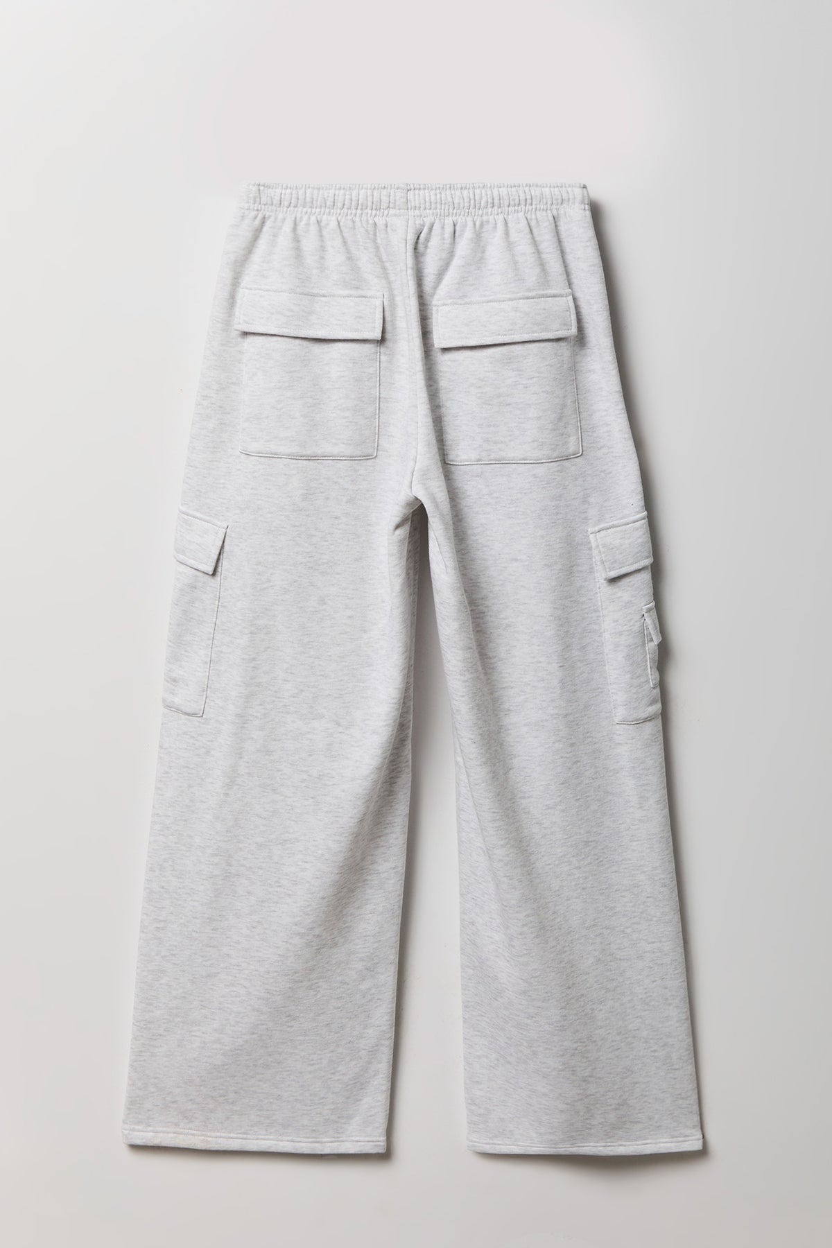 Alt View 2. Fleece Low Rise Wide Leg Cargo Sweatpant - Light Grey