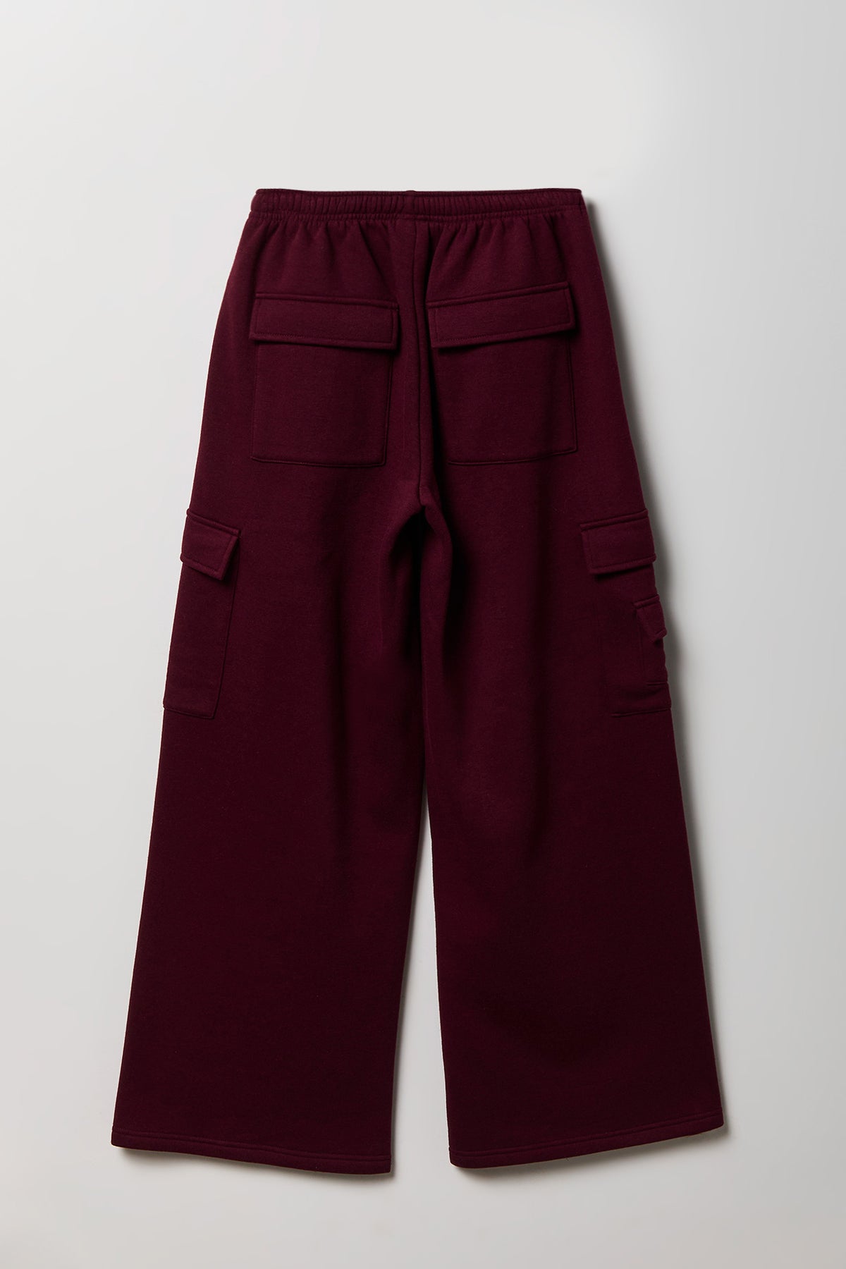 Alt View 2. Fleece Low Rise Wide Leg Cargo Sweatpant - Burgundy