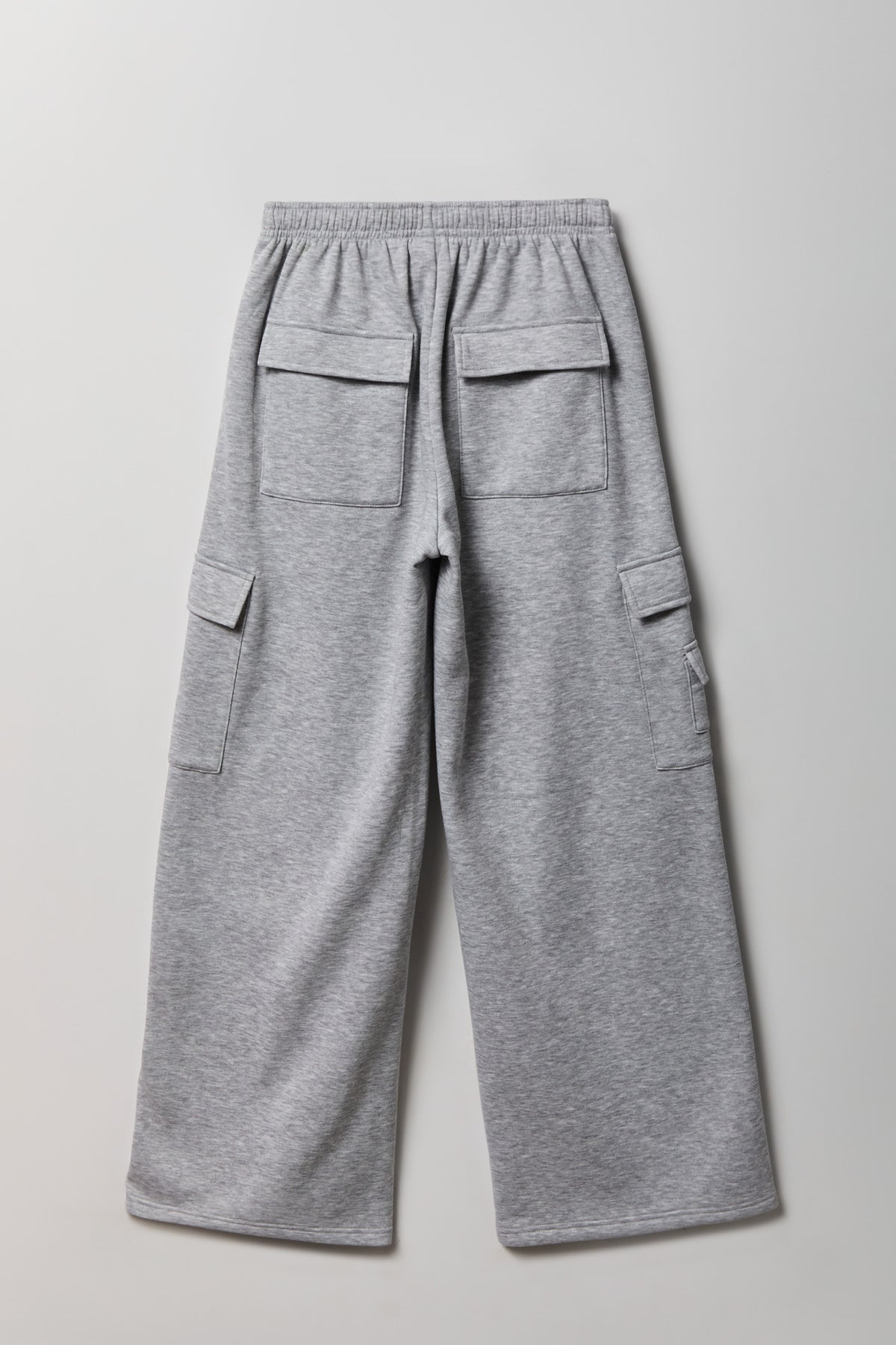 Alt View 2. Fleece Ultra Wide Leg Cargo Sweatpant - Heather Grey