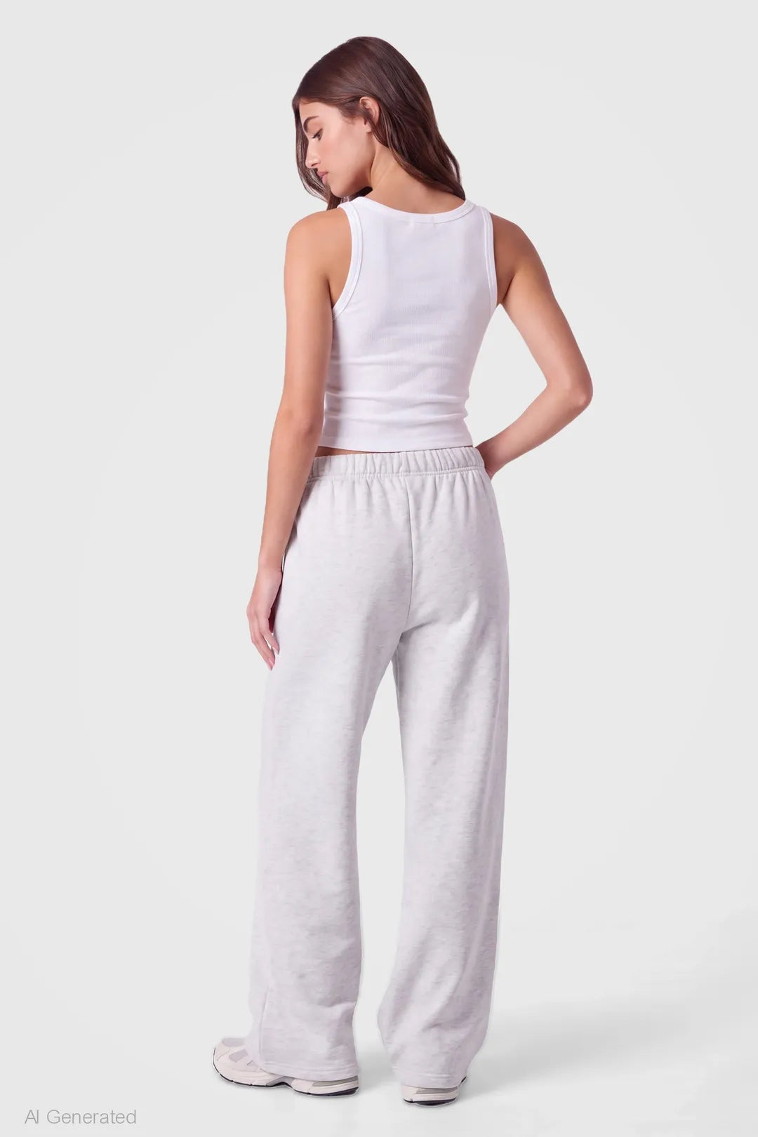 Alt View 2. Fleece Ultra Wide Leg Sweatpant - Light Grey