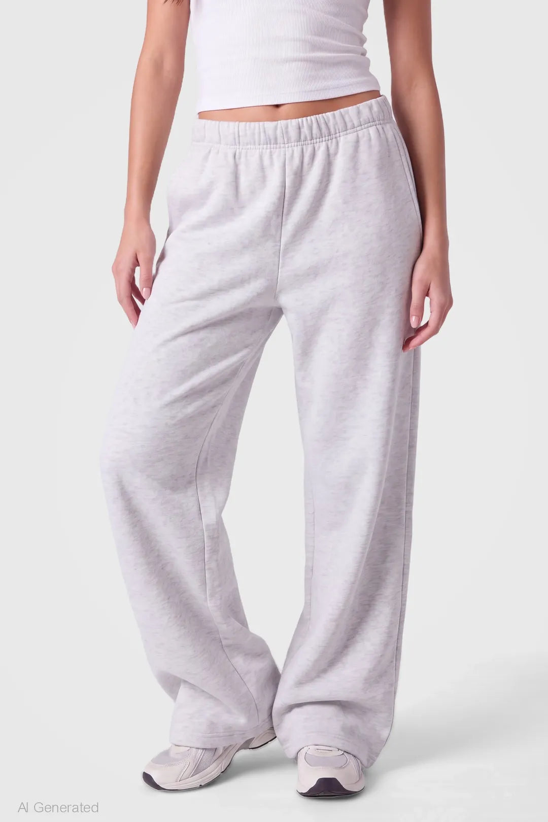 Alt View 3. Fleece Ultra Wide Leg Sweatpant - Light Grey
