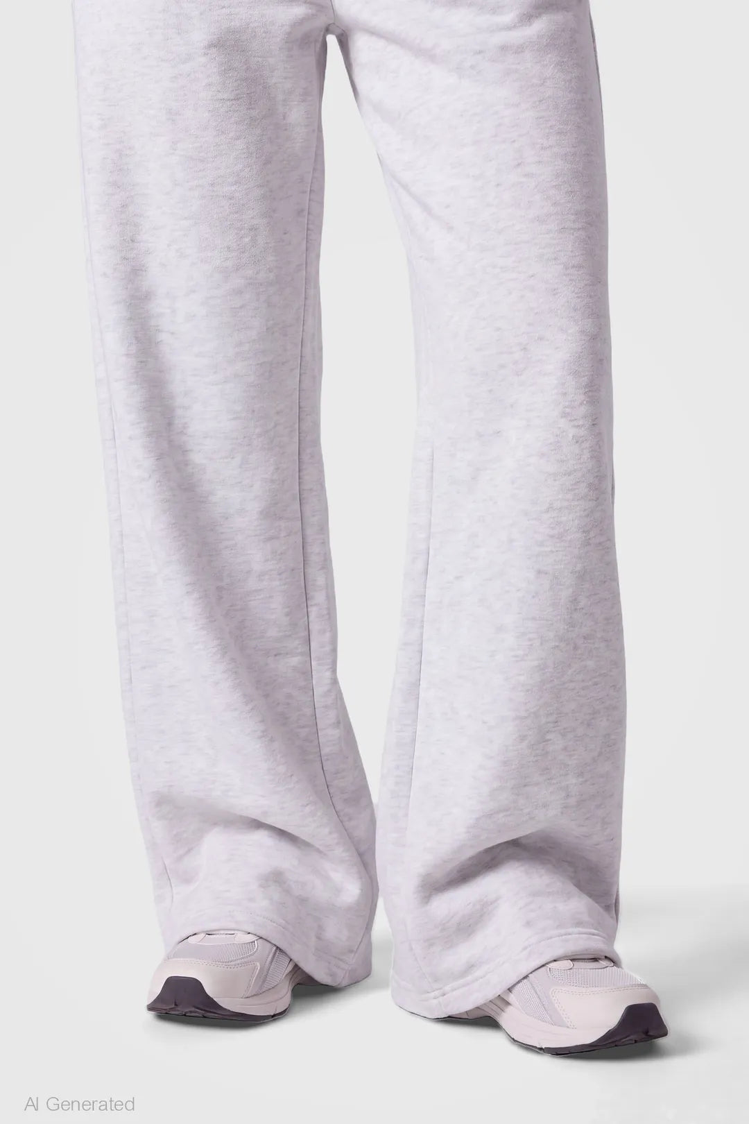 Alt View 4. Fleece Ultra Wide Leg Sweatpant - Light Grey