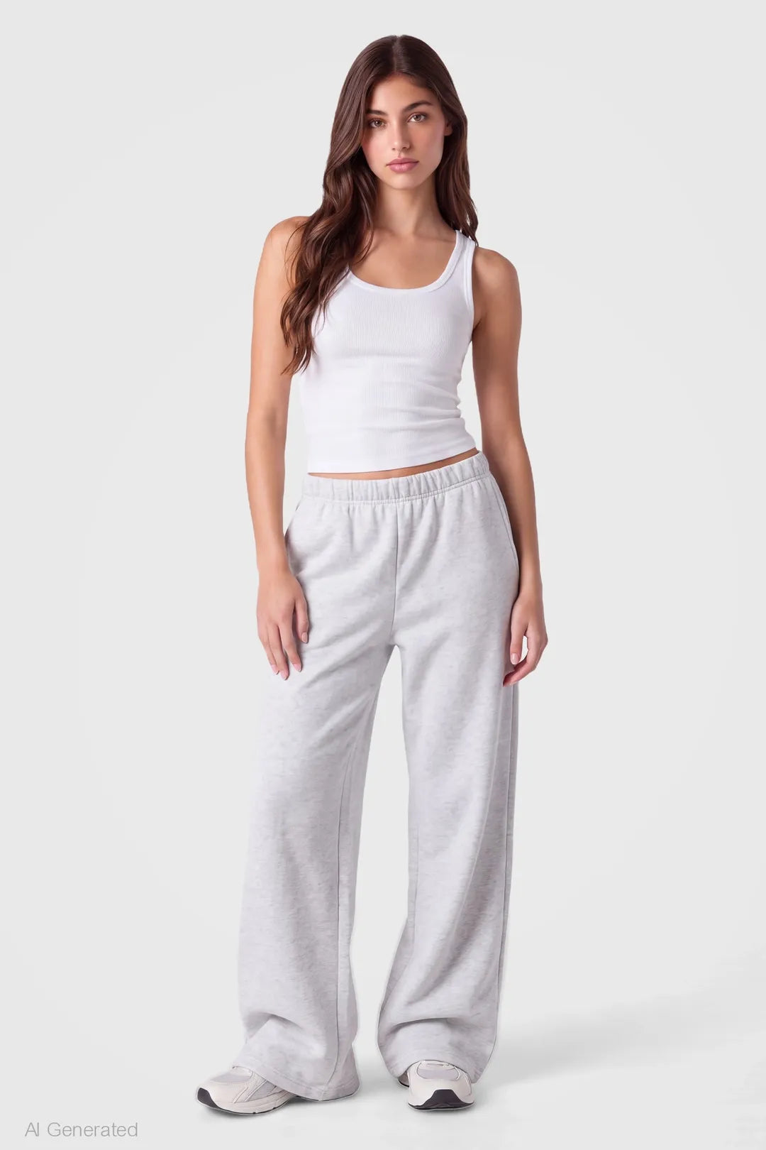 Fleece Ultra Wide Leg Sweatpant - Light Grey