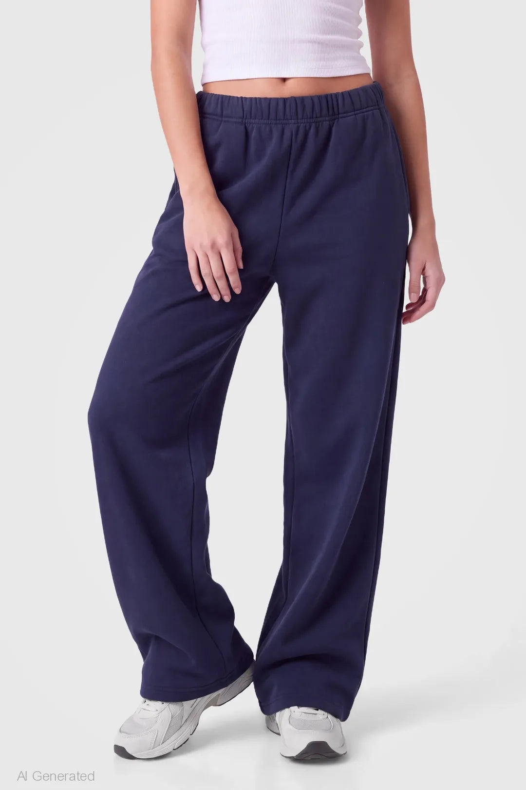 Alt View 3. Fleece Ultra Wide Leg Sweatpant - Dark Blue
