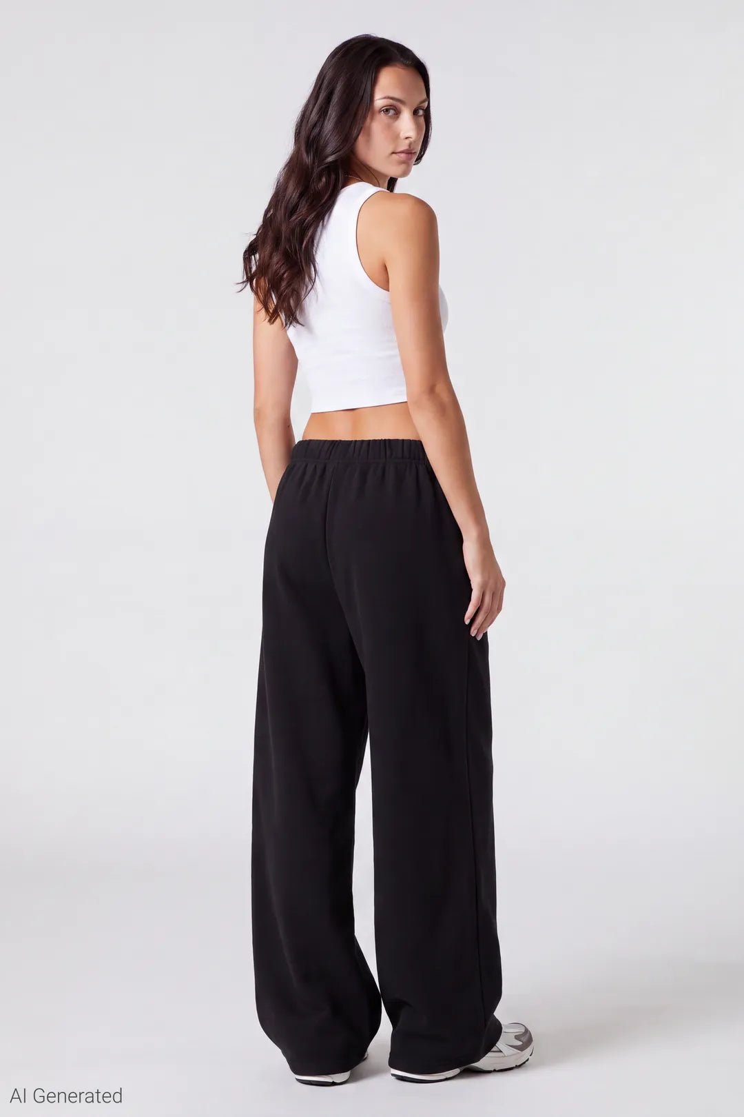 Alt View 2. Fleece Ultra Wide Leg Sweatpant - Black