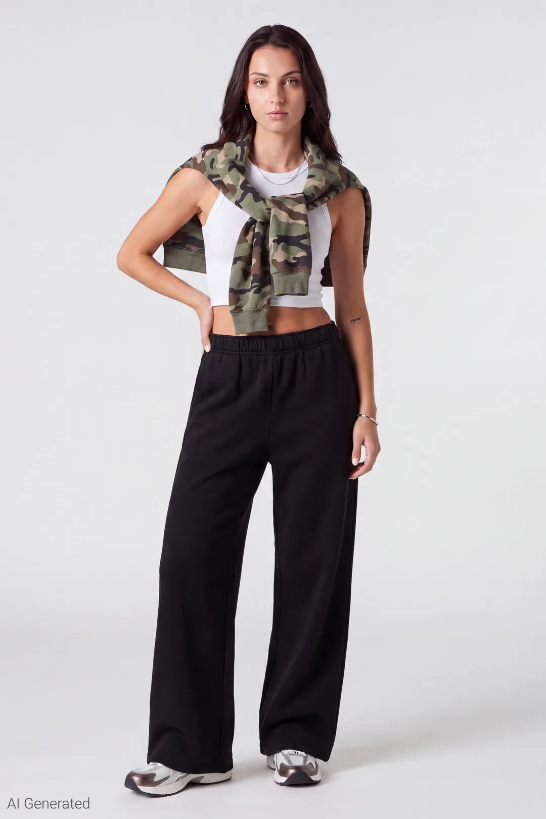 Fleece Ultra Wide Leg Sweatpant - Black