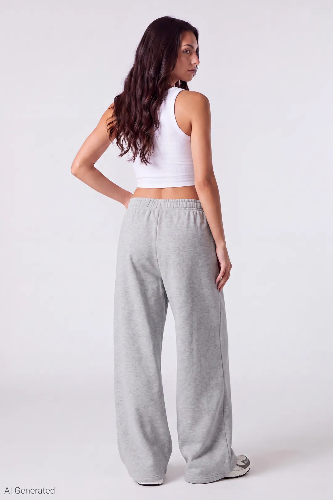 Alt View 2. Fleece Ultra Wide Leg Sweatpant - Heather Grey