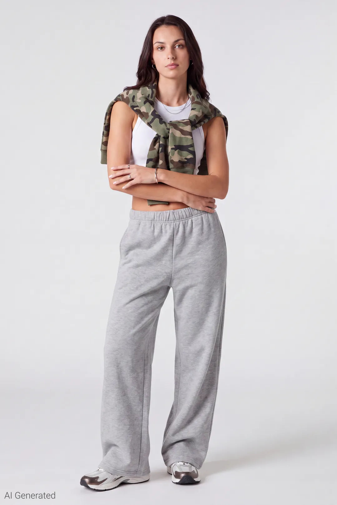 Fleece Ultra Wide Leg Sweatpant - Heather Grey