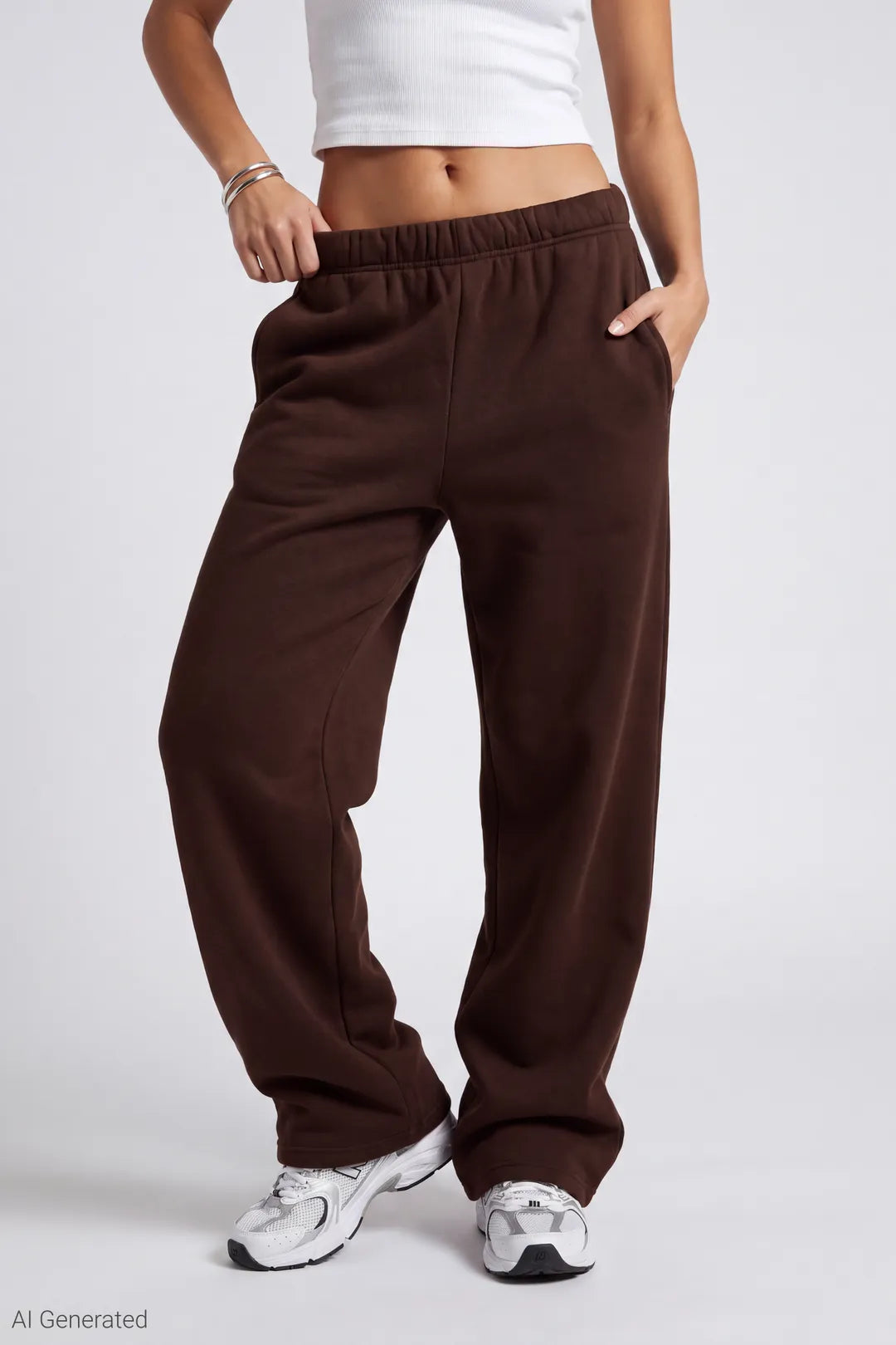 Alt View 3. Fleece Ultra Wide Leg Sweatpant - Brown