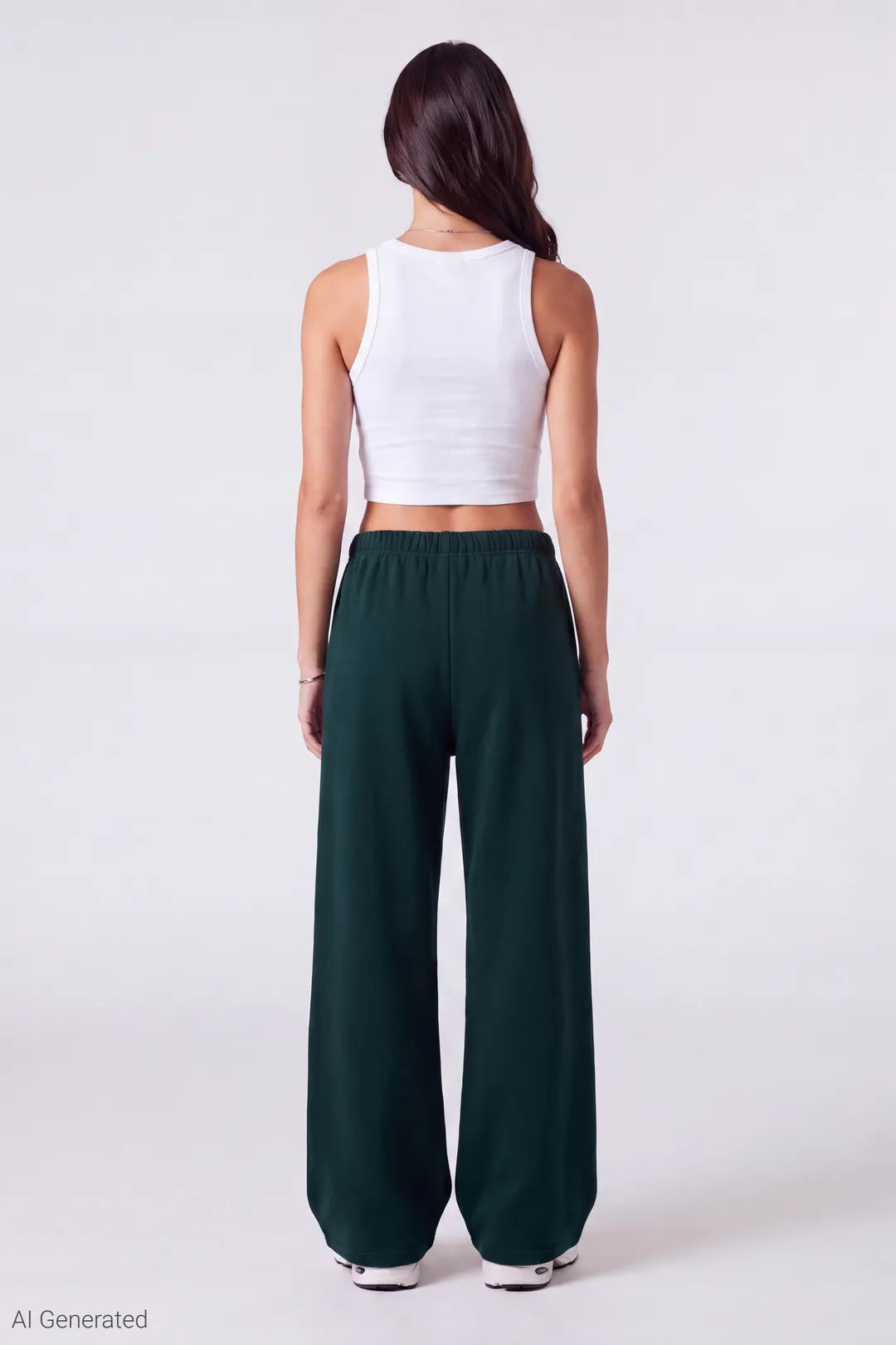 Alt View 2. Fleece Ultra Wide Leg Sweatpant - Green