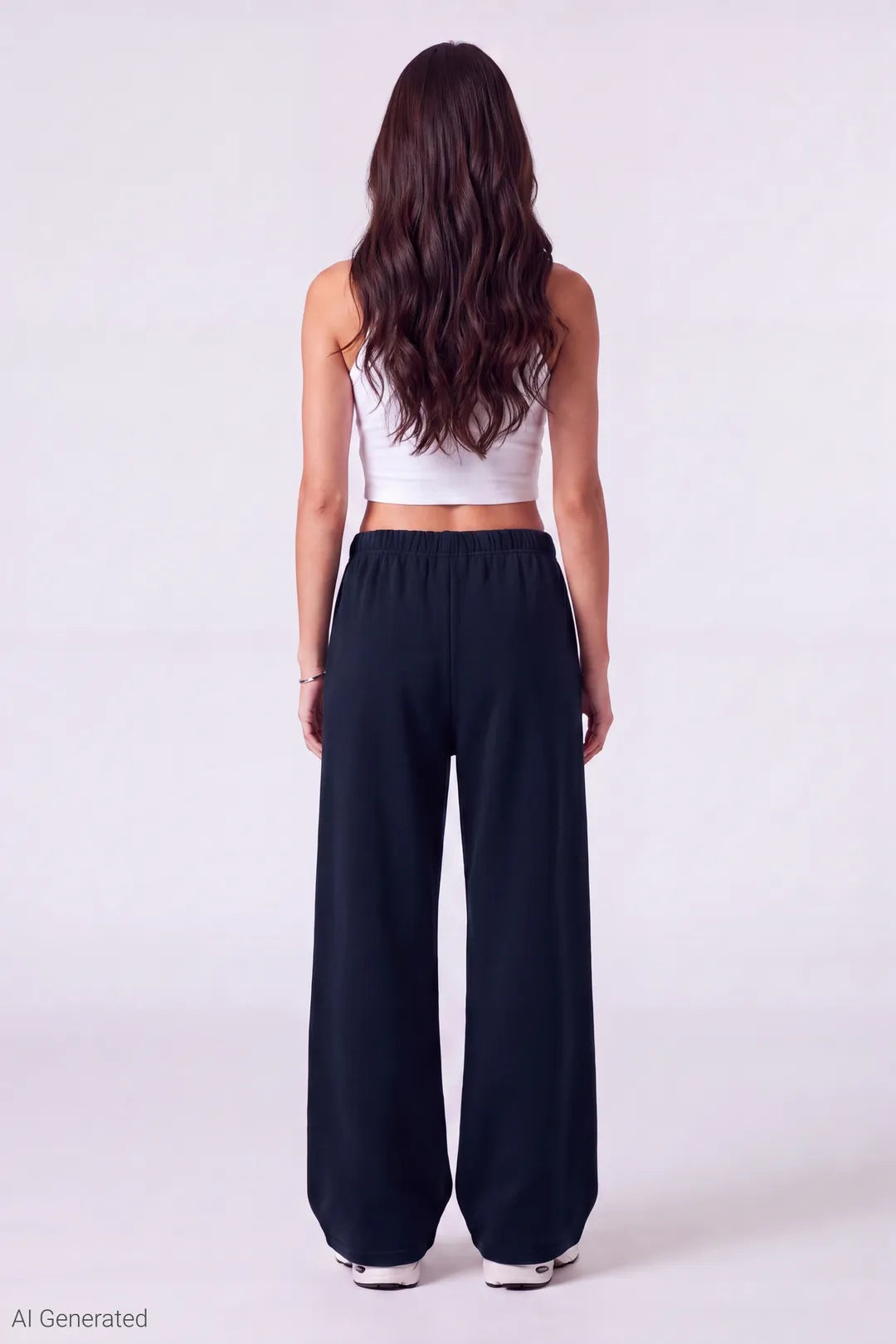 Alt View 2. Fleece Ultra Wide Leg Sweatpant - Dark Blue