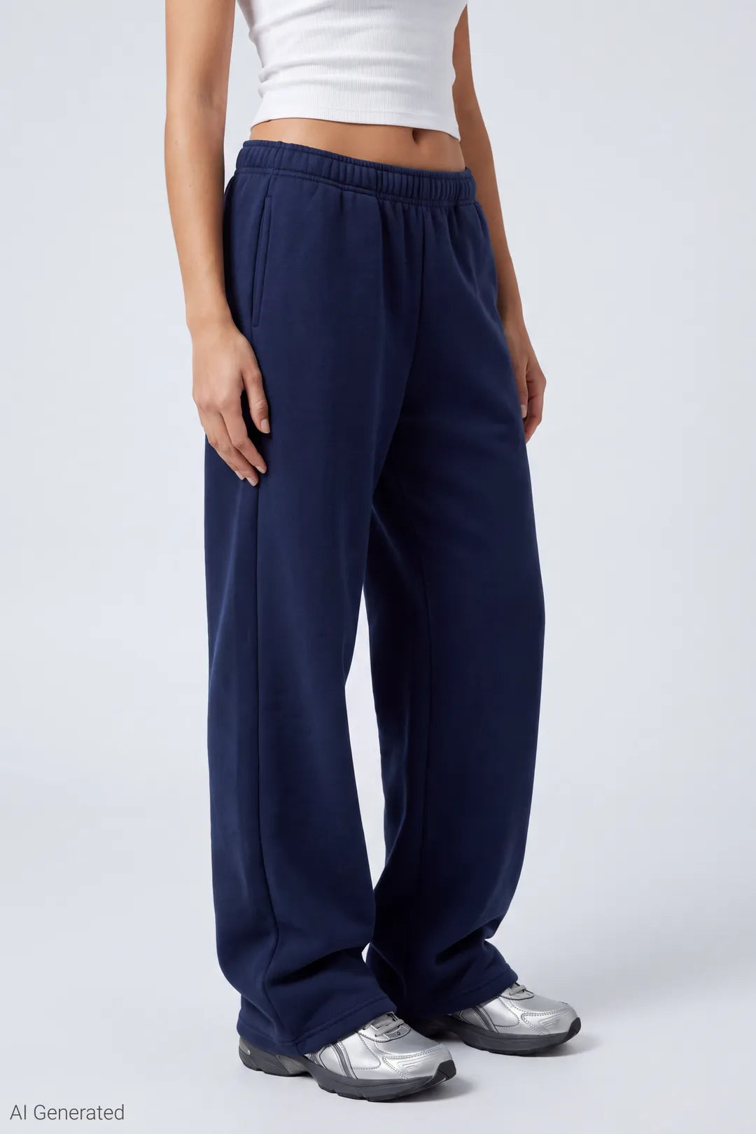Alt View 3. Fleece Ultra Wide Leg Sweatpant - Dark Blue