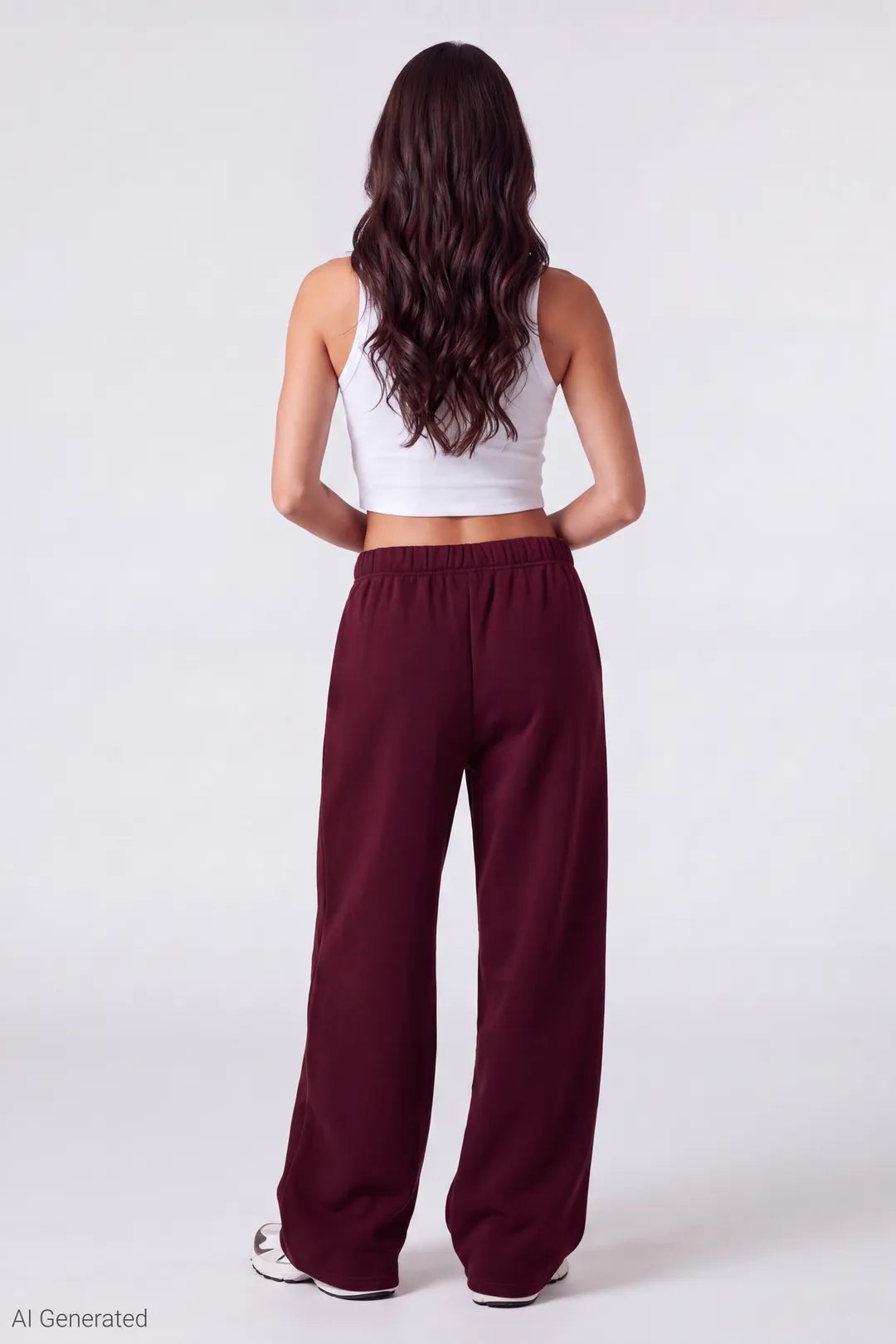 Alt View 2. Fleece Ultra Wide Leg Sweatpant - Burgundy